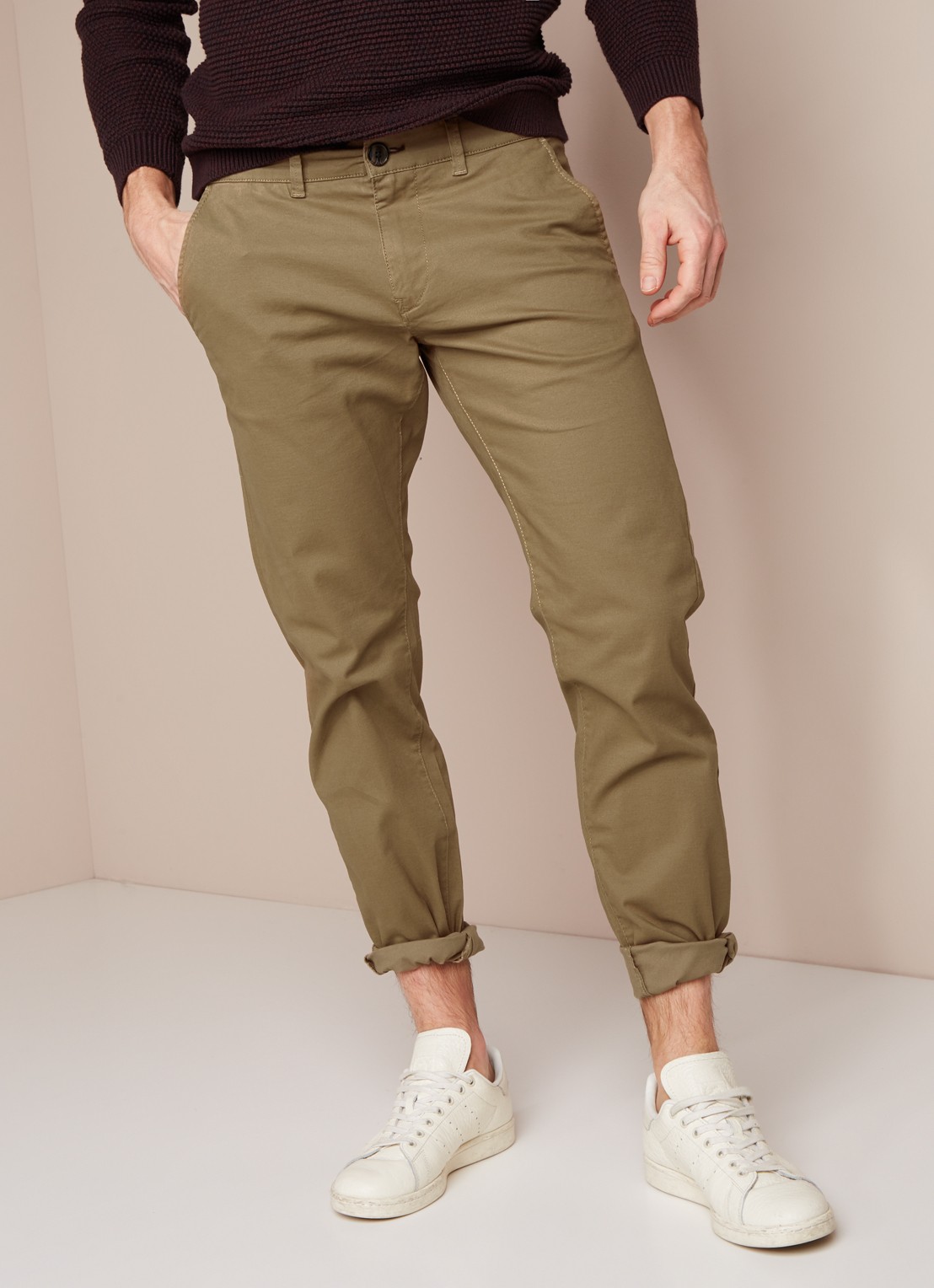 Selected Homme Selected Homme Three Paris regular fit chino met stretch - detail 5 camel