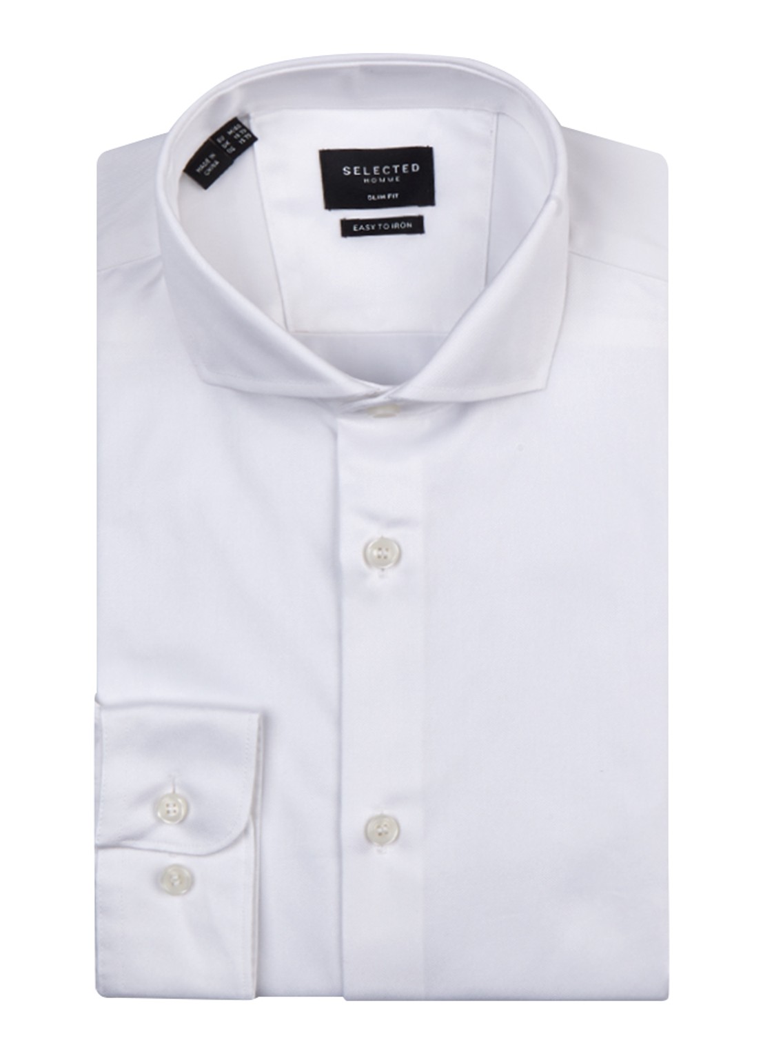 Selected Homme Slim fit strijkvrij overhemd met cut away kraag - voorkant 2 wit