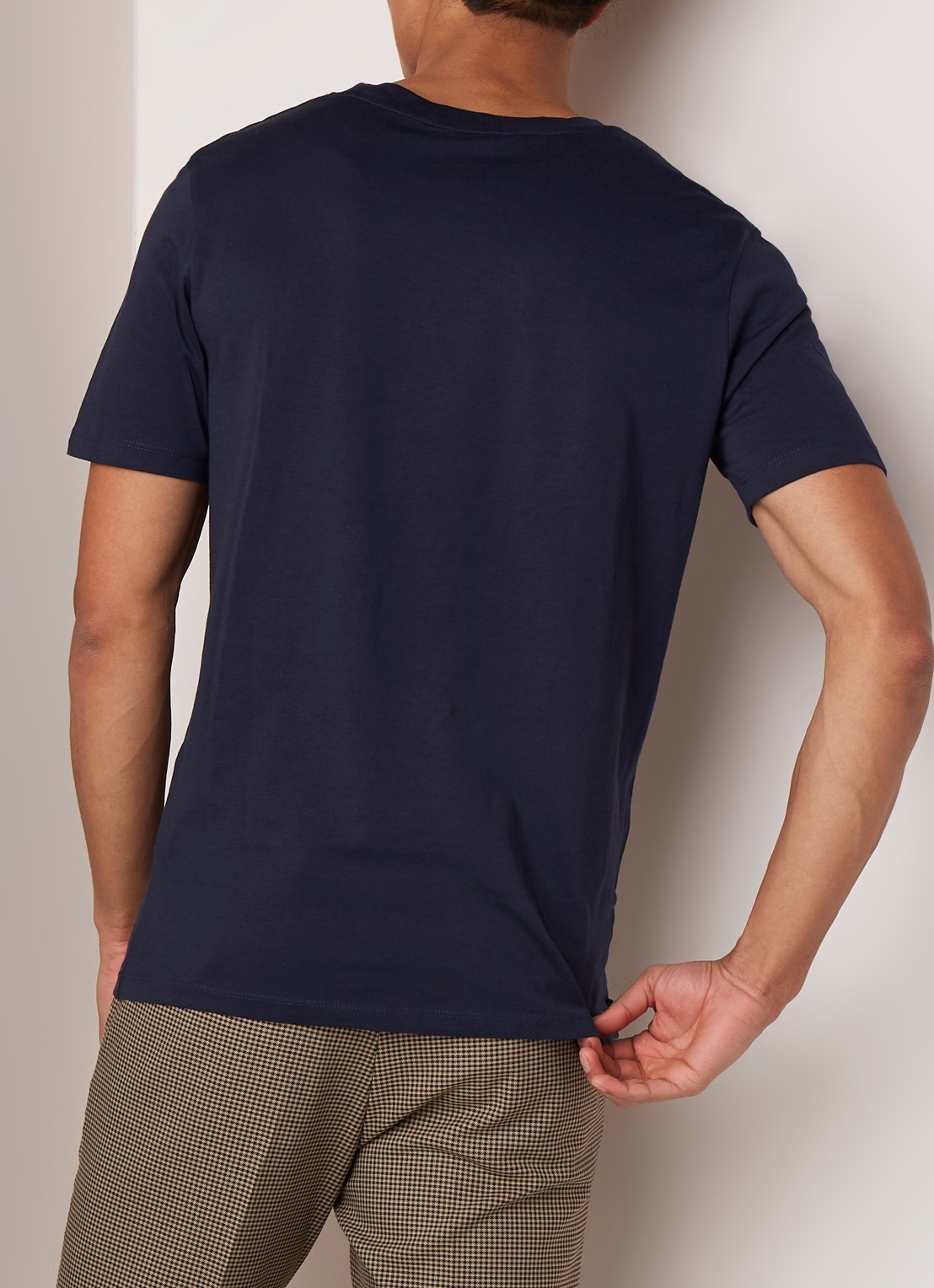 Selected Homme The Perfect T-shirt van Pima katoen - achterkant 4 donkerblauw