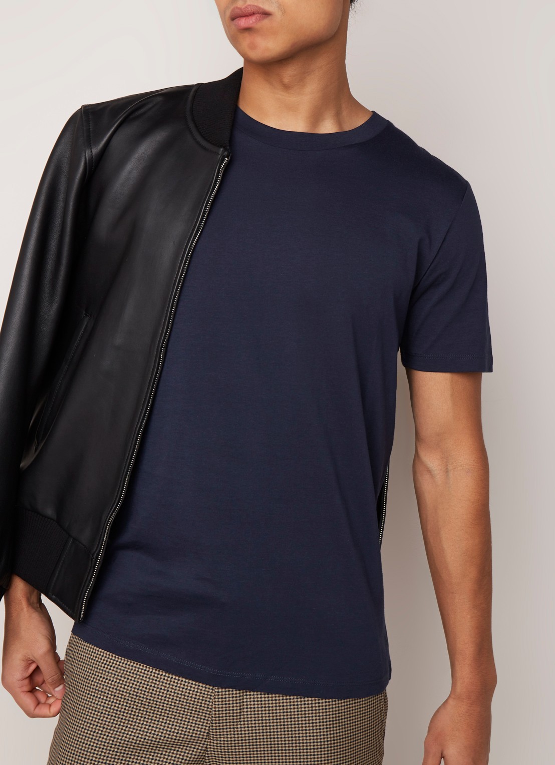 Selected Homme The Perfect T-shirt van Pima katoen - detail 3 donkerblauw
