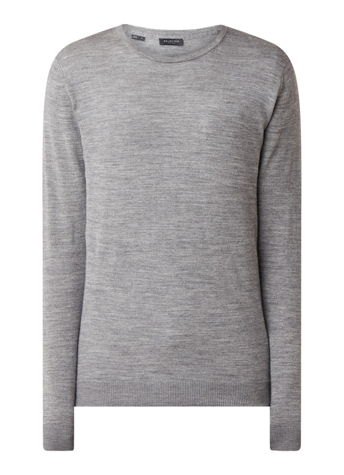 Selected Homme Tower fijngebreide pullover van wol  - voorkant 3 grijs