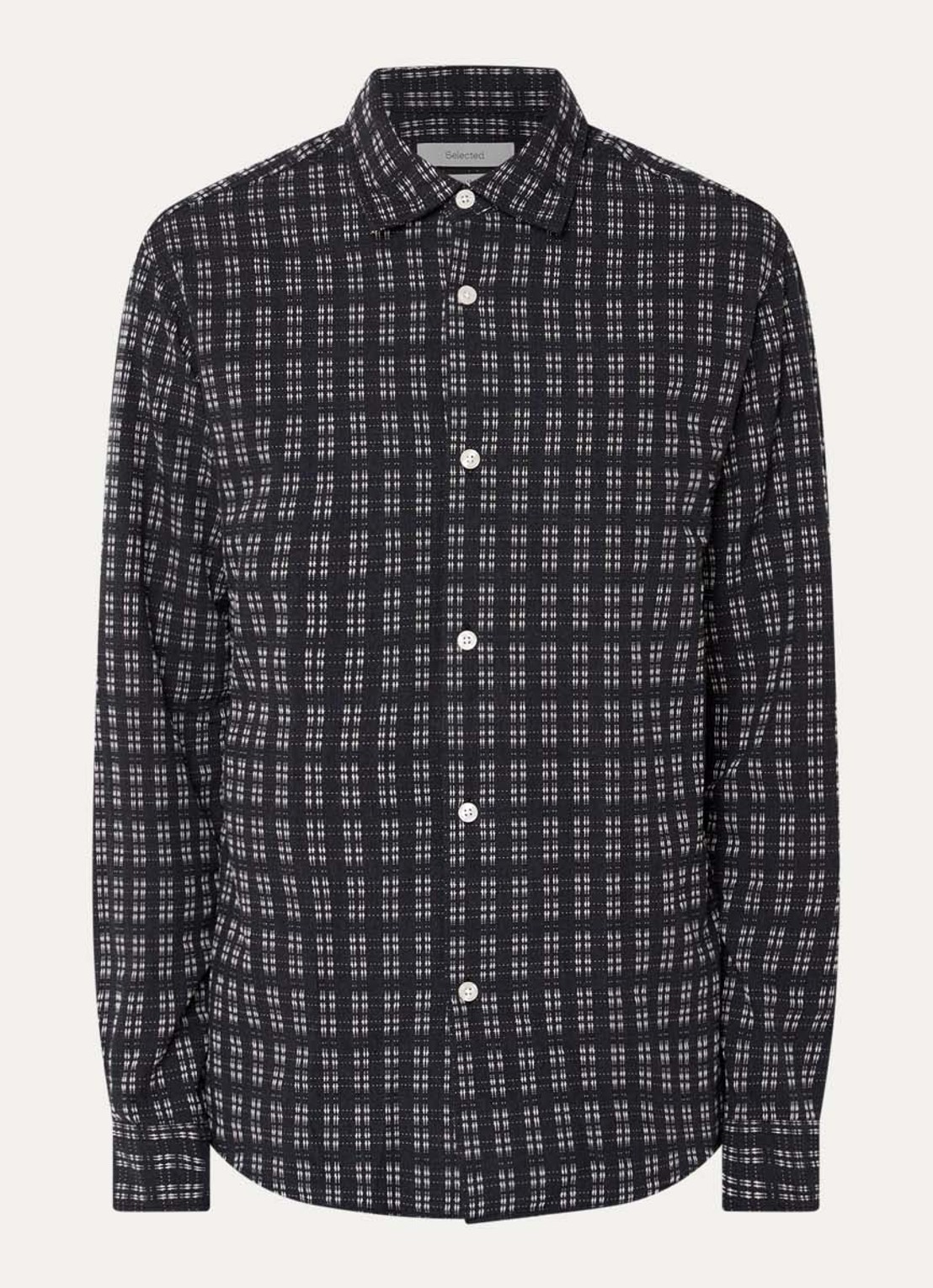 Selected Hunter regular fit overhemd met print - voorkant 2 zwart