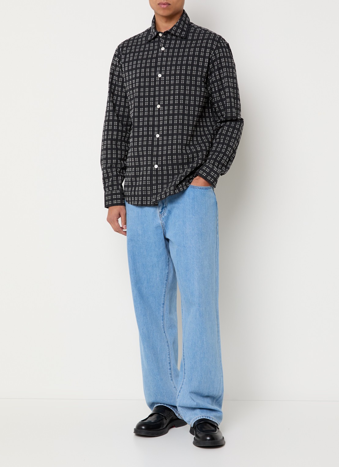 Selected Hunter regular fit overhemd met print - voorkant 3 zwart