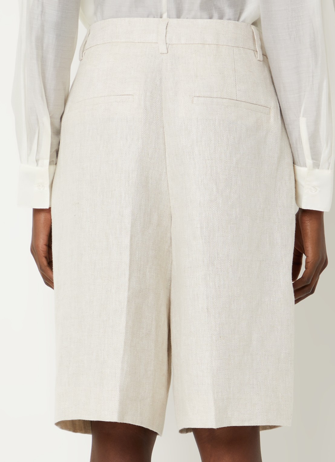 Selected Ida high waist wide fit korte broek van linnen - achterkant 4 beige