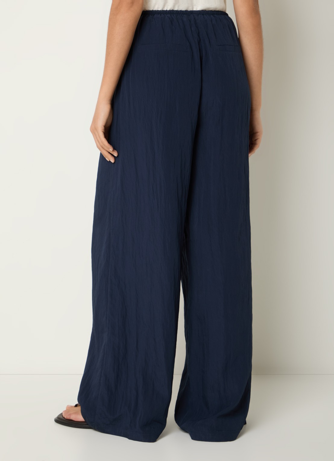 Selected Iona high waist wide fit broek met steekzakken - achterkant 3 donkerblauw