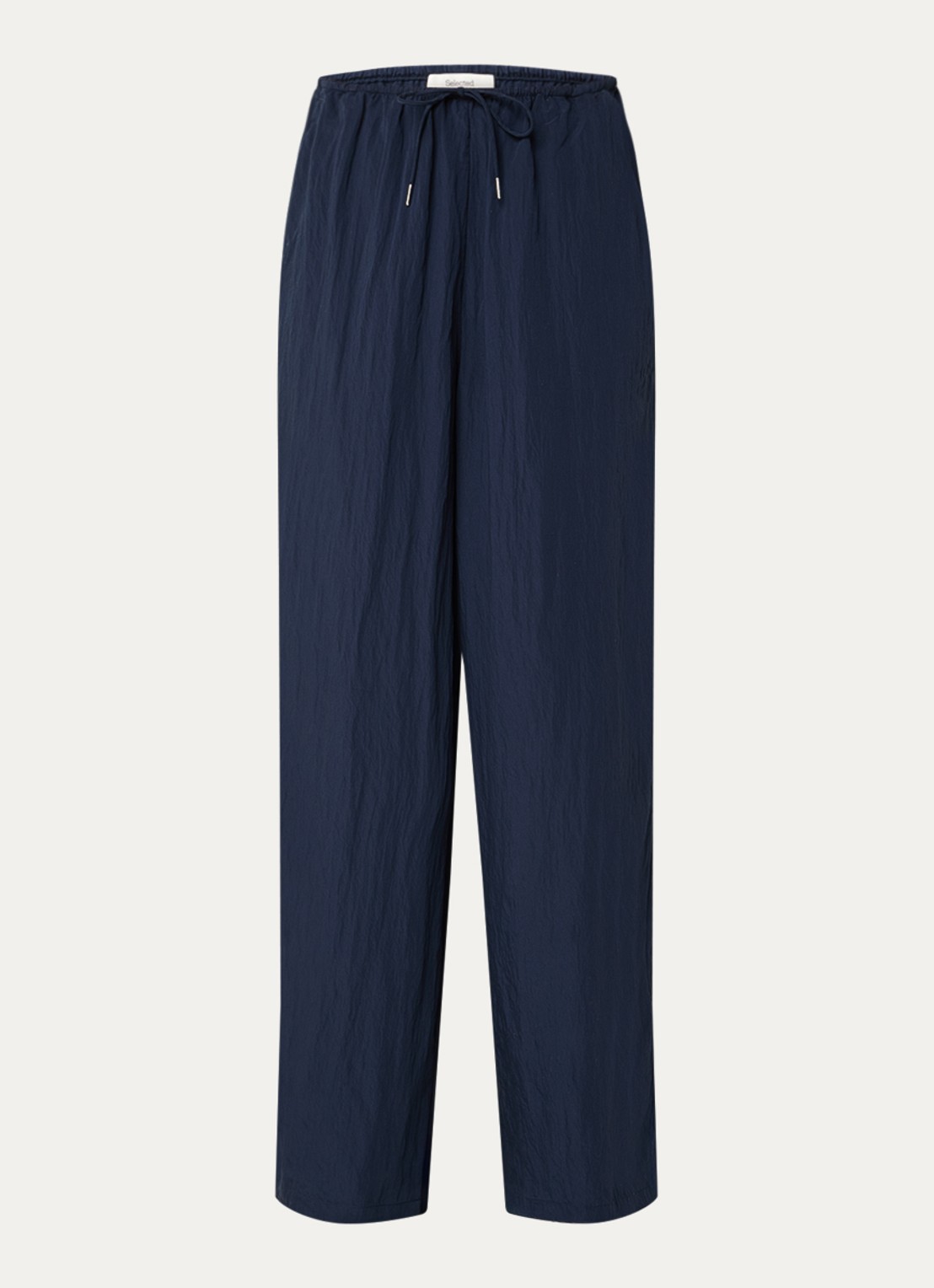 Selected Iona high waist wide fit broek met steekzakken - voorkant donkerblauw