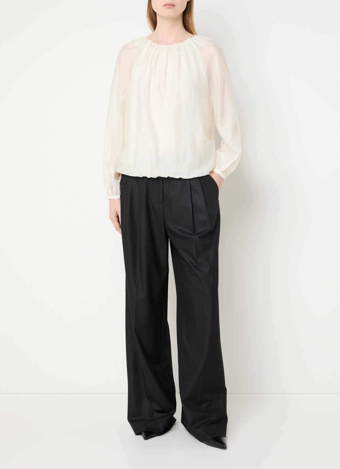 Selected Iris tuniek  met ruches - voorkant 3 gebroken wit
