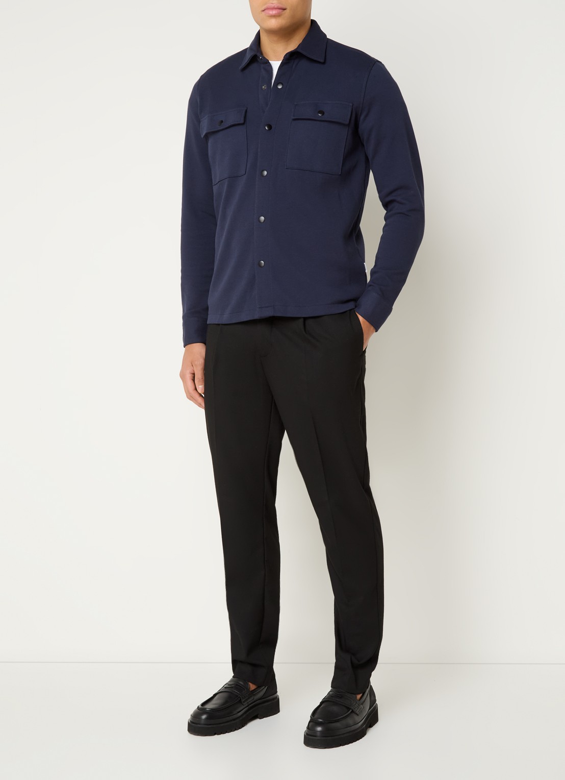 Selected Jackie overshirt in  katoenblend - voorkant 2 donkerblauw