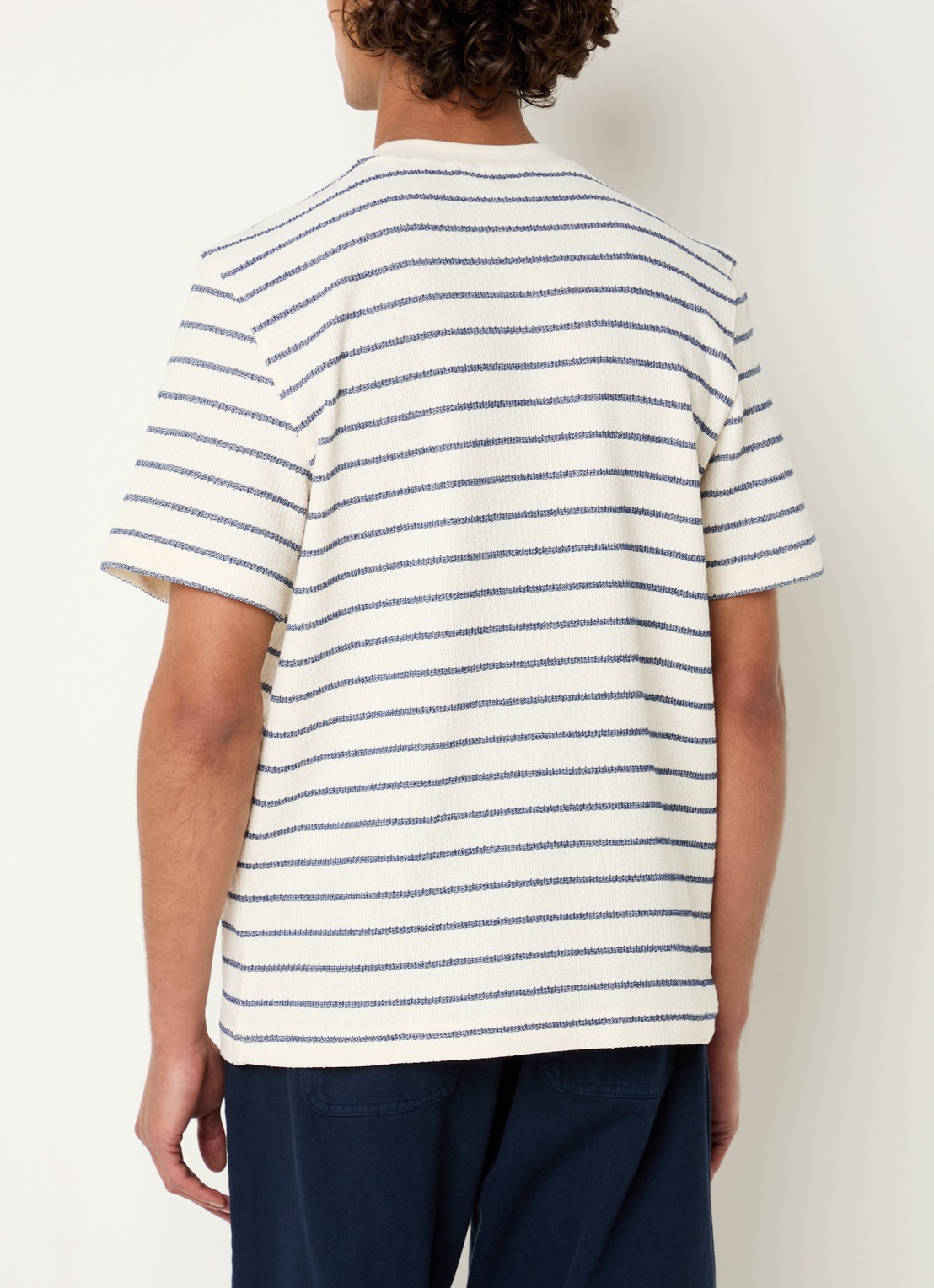 Selected Jango grofgebreid T-shirt met streepprint - achterkant 4 creme