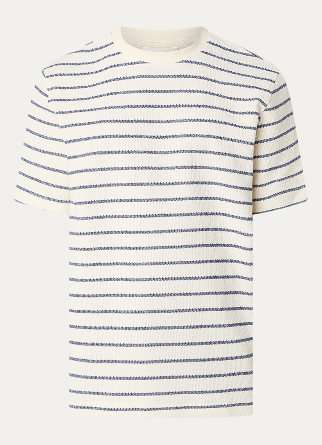 Selected Jango grofgebreid T-shirt met streepprint - voorkant creme