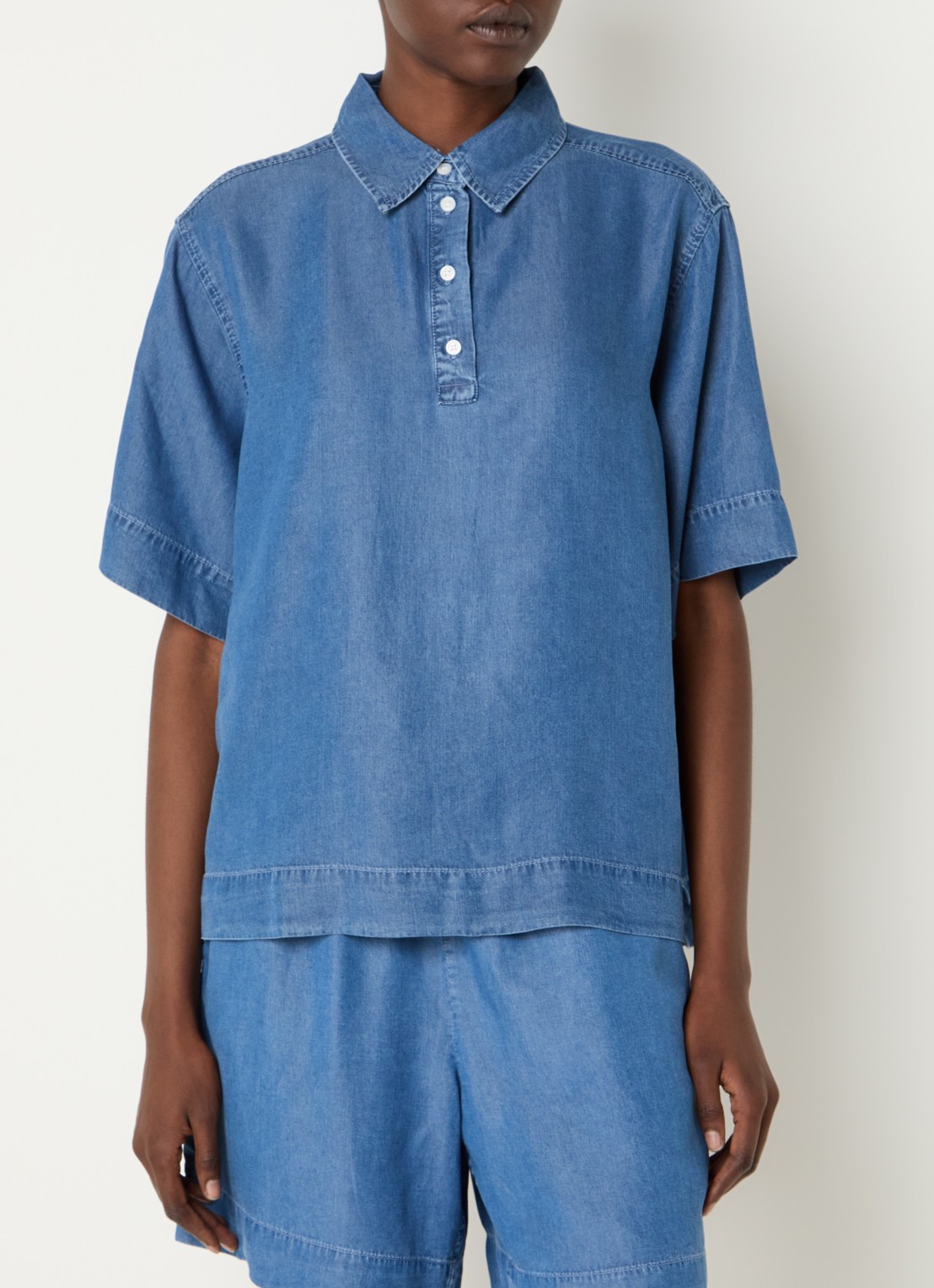 Selected Janna tuniek met polokraag - detail 4 blauw