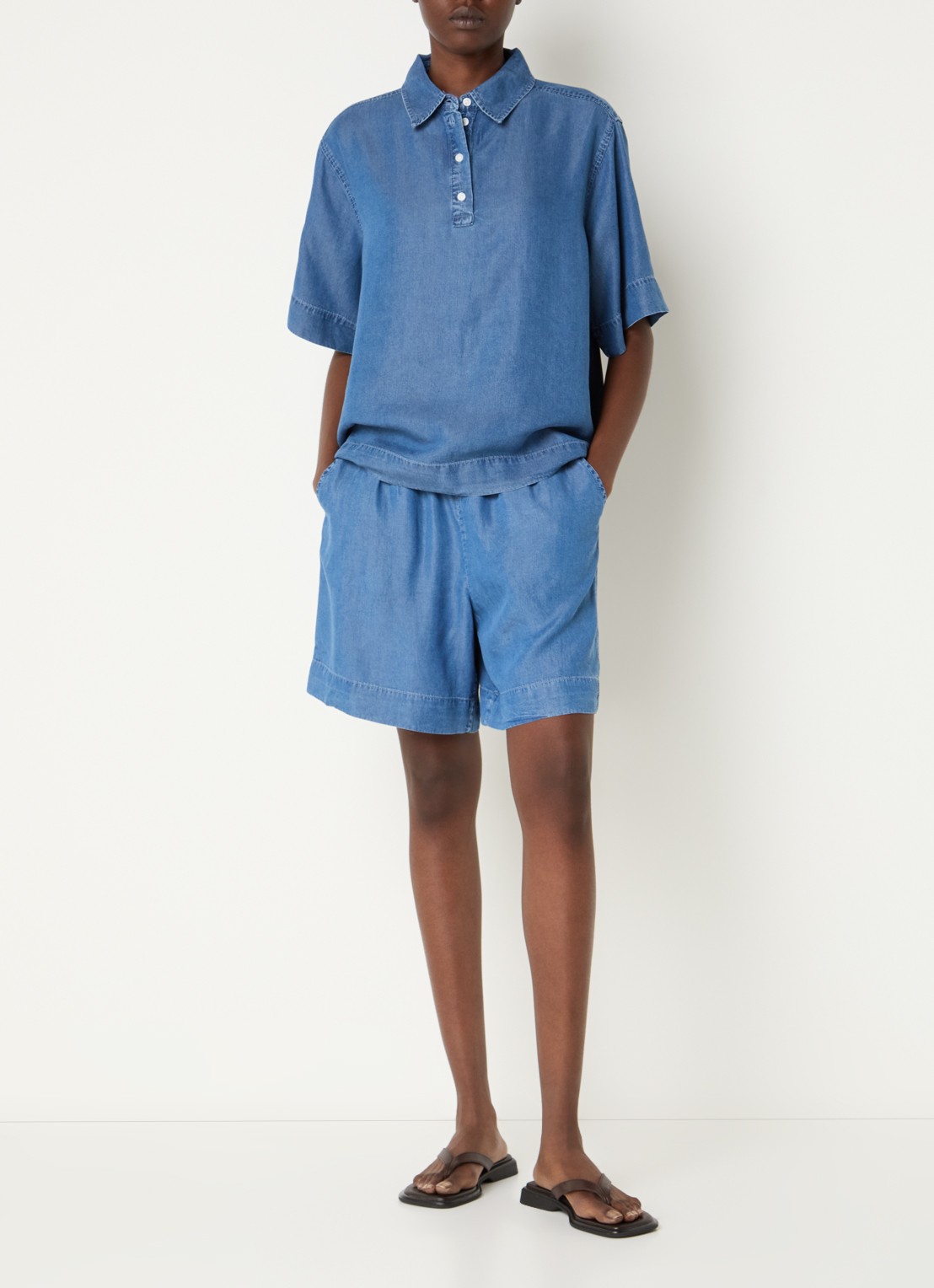 Selected Janna tuniek met polokraag - voorkant 3 blauw