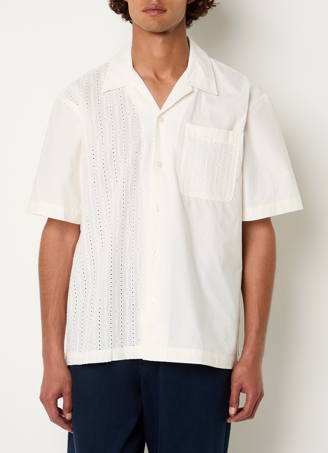 Selected Jax regular fit overhemd met opengewerkt dessin - detail 2 creme