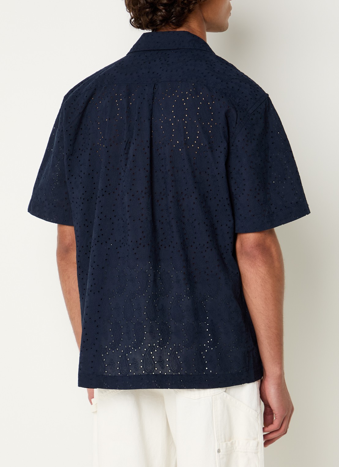 Selected Jax regular fit overhemd met opengewerkt dessin - achterkant 3 donkerblauw