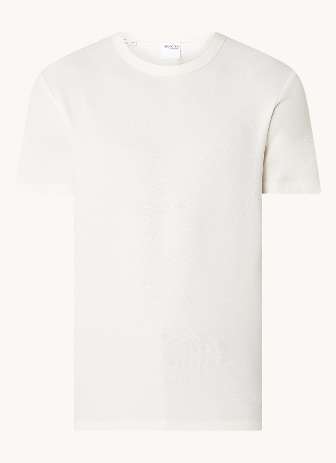 Selected Joseph t-shirt van  piqué katoen - voorkant 3 gebroken wit