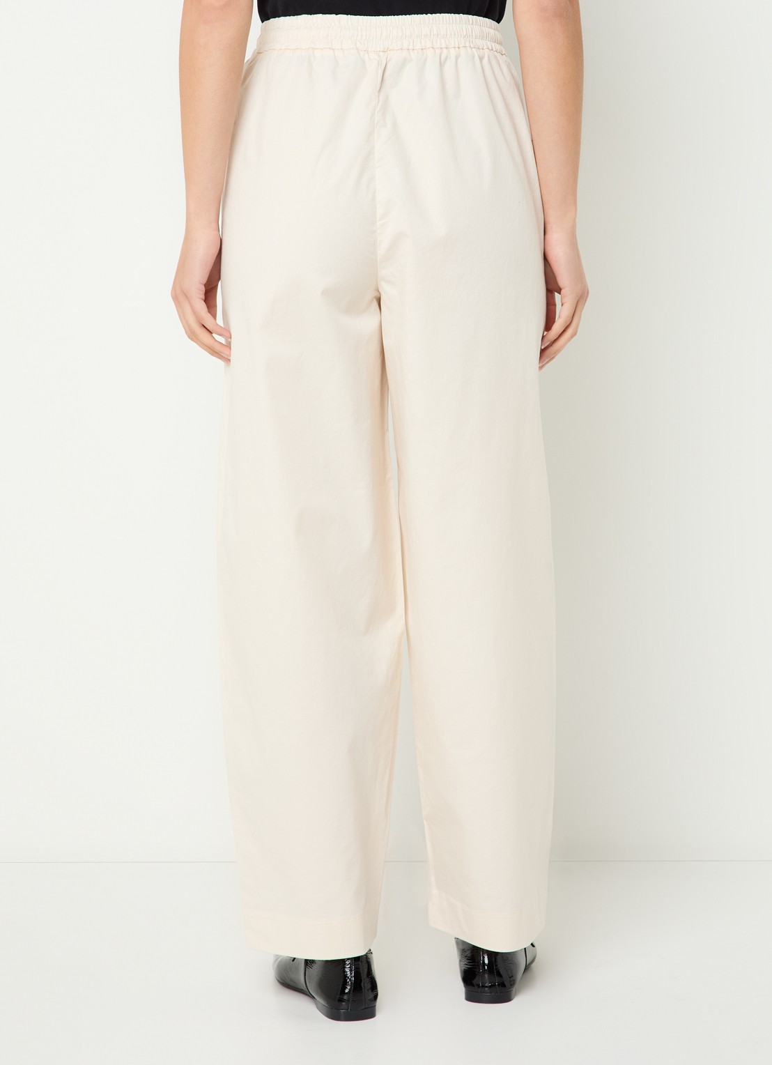 Selected Juma high waist straight fit broek in  katoenblend - achterkant creme