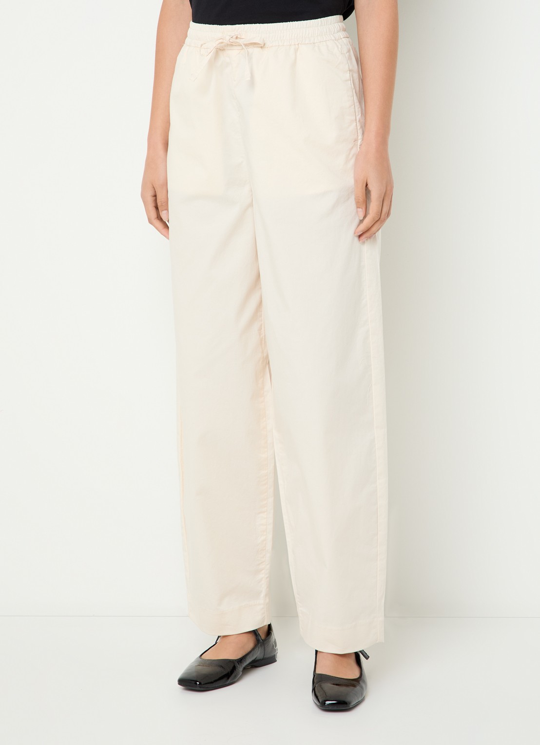 Selected Juma high waist straight fit broek in  katoenblend - detail 2 creme