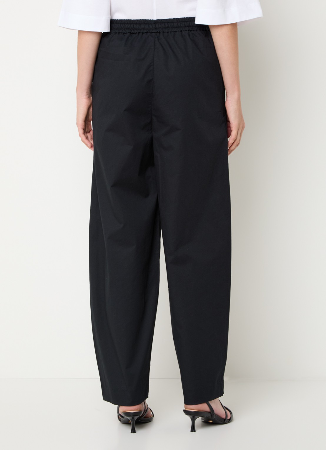 Selected Juma high waist straight fit broek in  katoenblend - achterkant 3 zwart