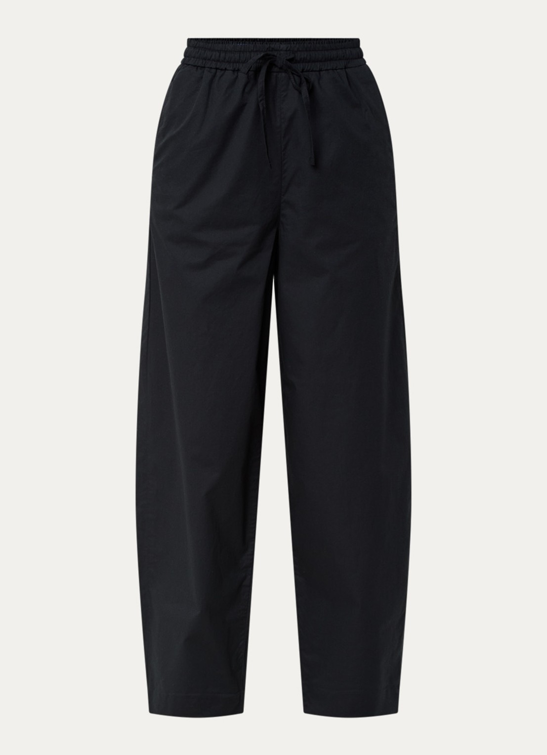 Selected Juma high waist straight fit broek in  katoenblend - voorkant zwart