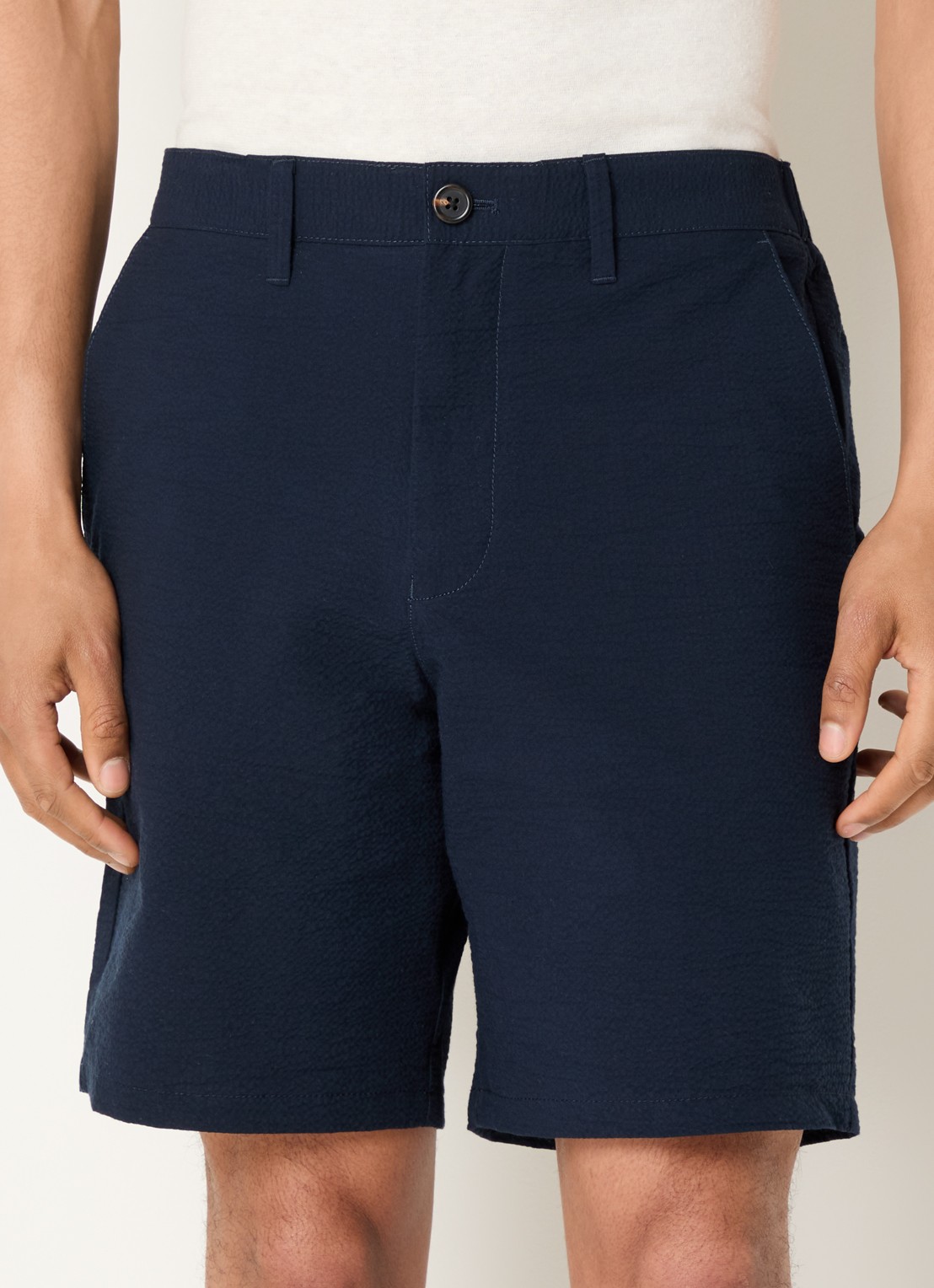 Selected Karl straight fit korte broek met steekzakken - detail 4 donkerblauw