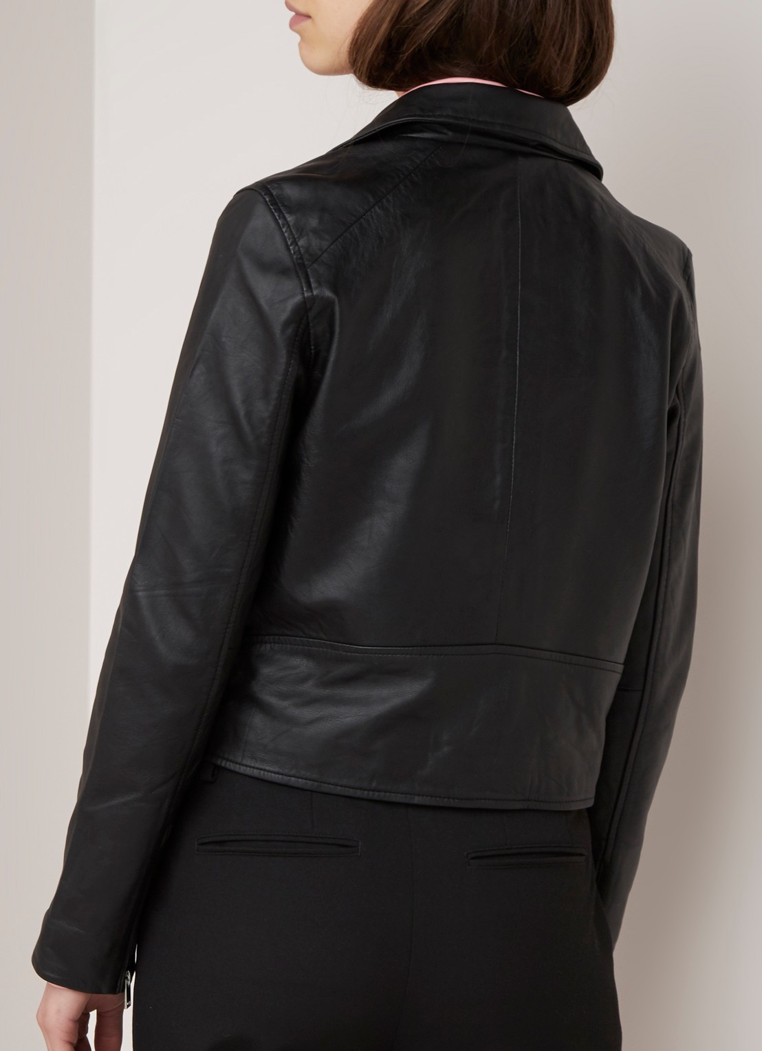 Selected Katie bikerjack van lamsleer - achterkant 3 zwart