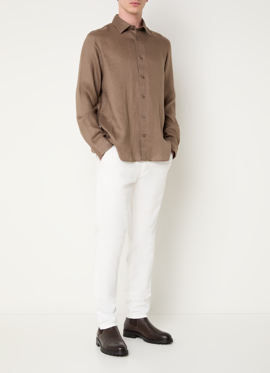 Selected Kylian regular fit overhemd - voorkant 2 lichtbruin