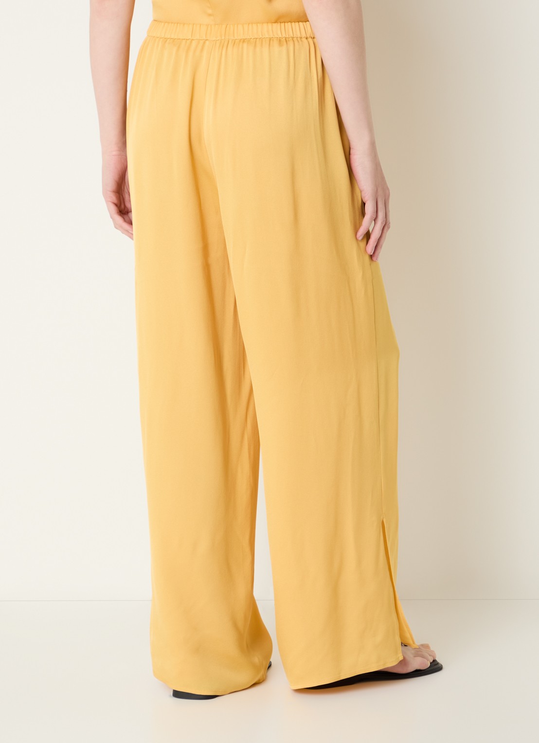 Selected Laura high waist wide fit pantalon met split  - achterkant 4 okergeel