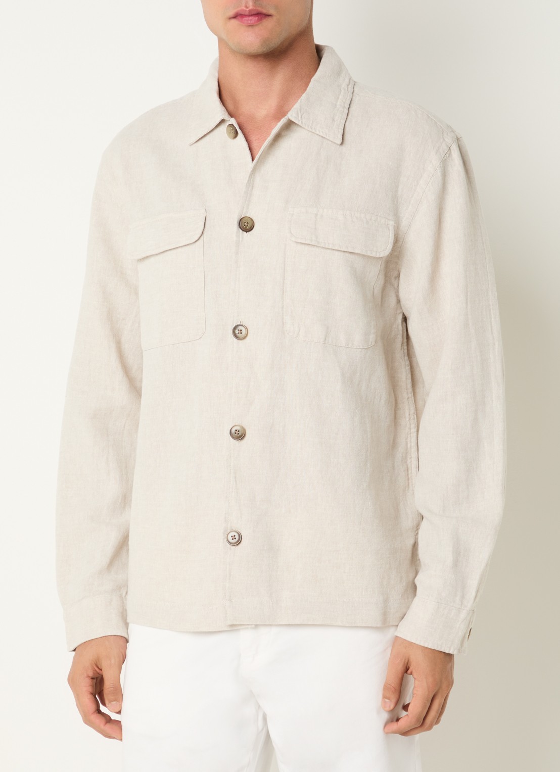 Selected Leroy regular fit overshirt met borstzakken - detail 4 beige