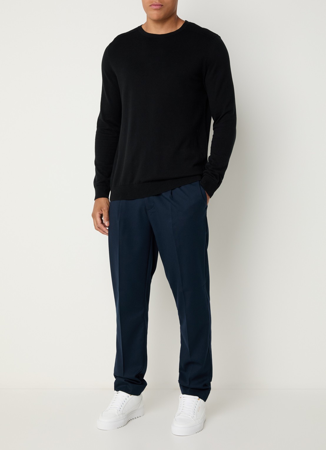 Selected Leroy tapered fit pantalon met steekzakken - voorkant 5 donkerblauw