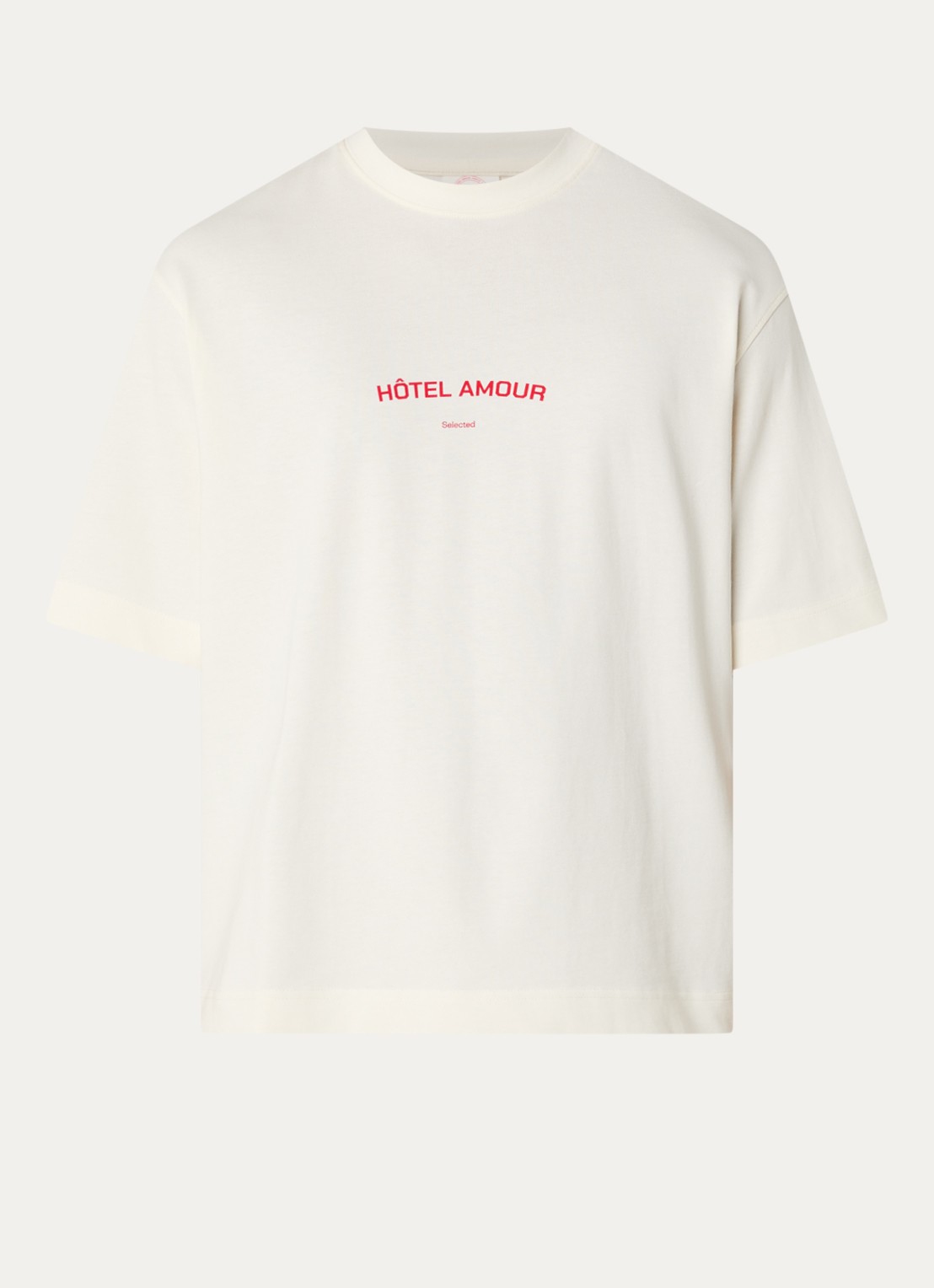 Selected Liam T-shirt met front- en backprint - voorkant 2 creme