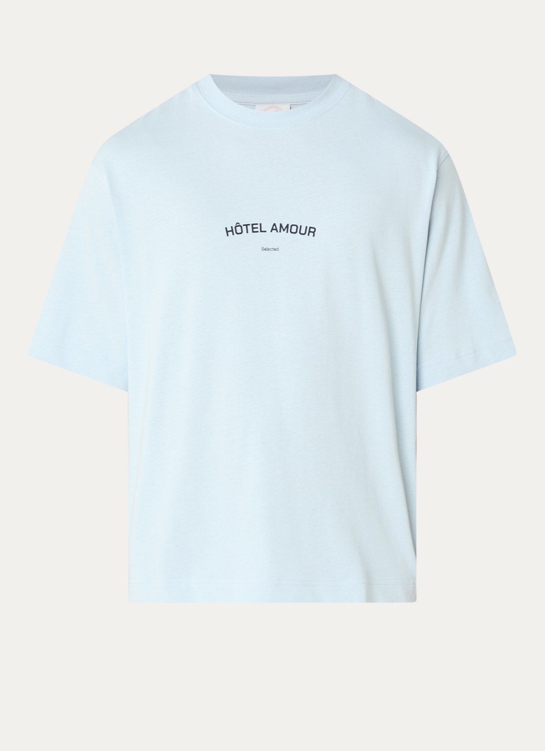 Selected Liam T-shirt met front- en backprint - voorkant 3 lichtblauw