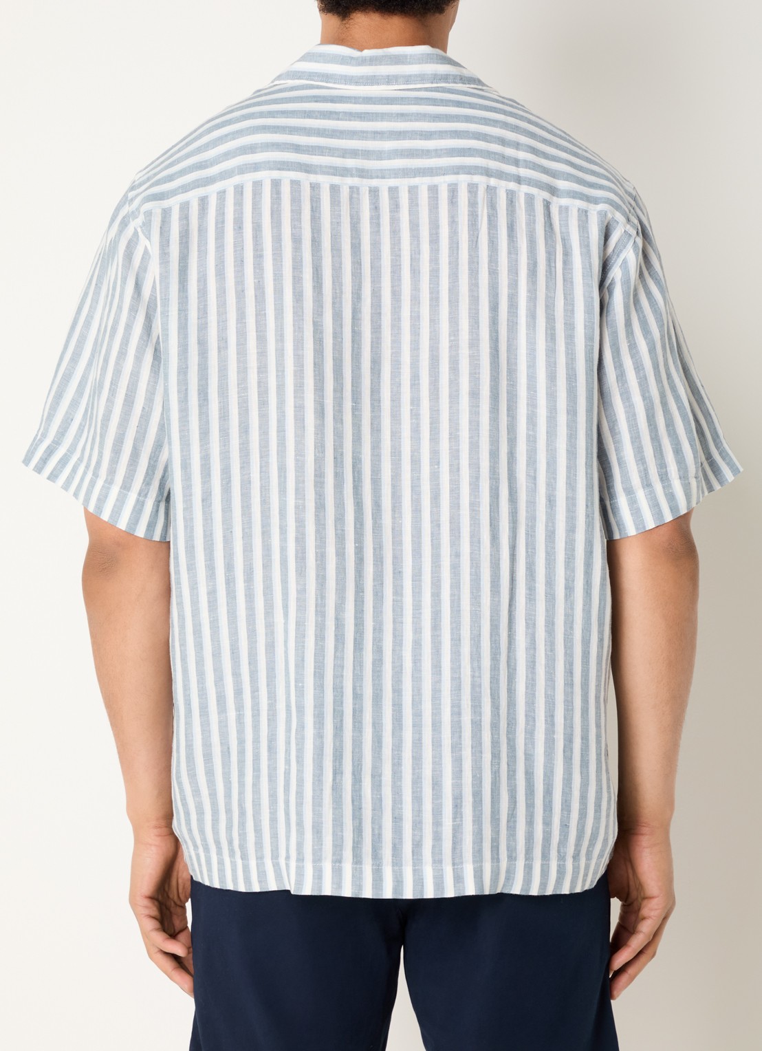 Selected Lian blouse met streepprint - achterkant 4 staalblauw