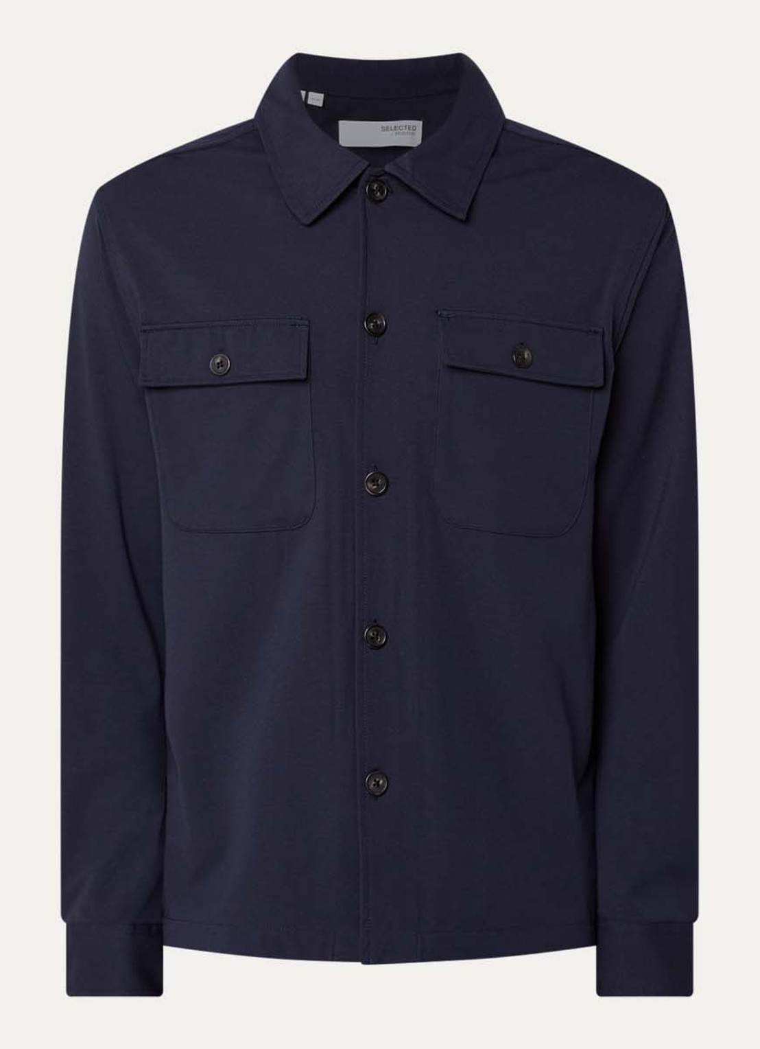 Selected Lorent regular fit overshirt met borstzakken - voorkant 3 donkerblauw