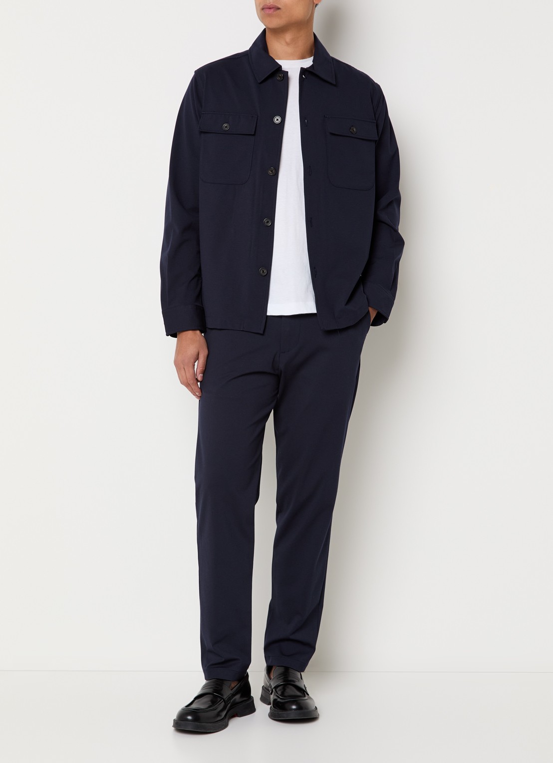Selected Lorent tapered fit pantalon met steekzakken - voorkant 5 donkerblauw