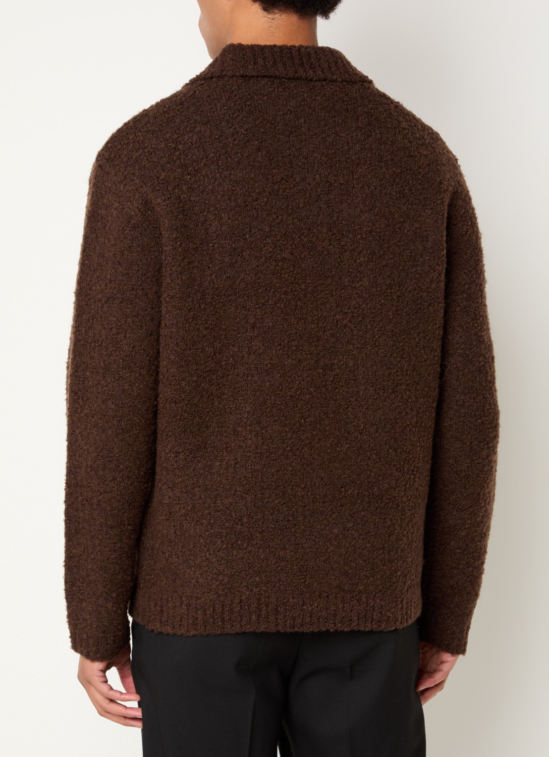 Selected Loyd grofgebreid vest in wolblend met kraag - achterkant hazelnootbruin