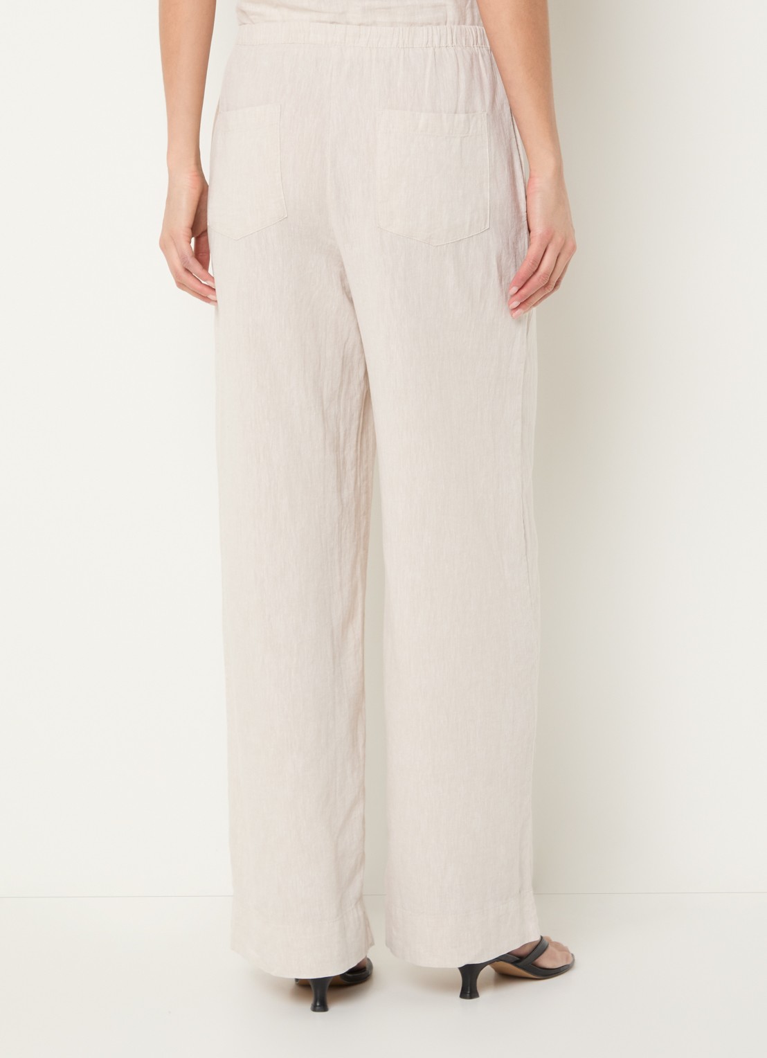 Selected Luisa mid waist loose fit broek in linnenblend met steekzakken - achterkant creme