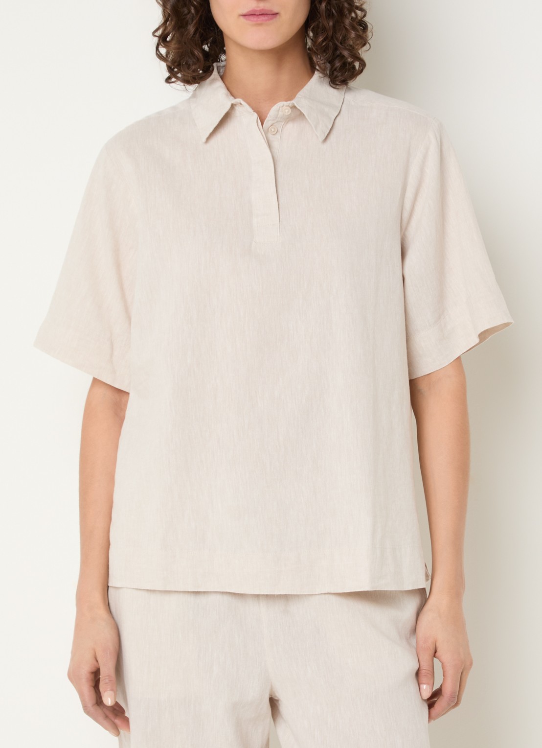 Selected Luisa polo in linnenblend - detail 4 beige