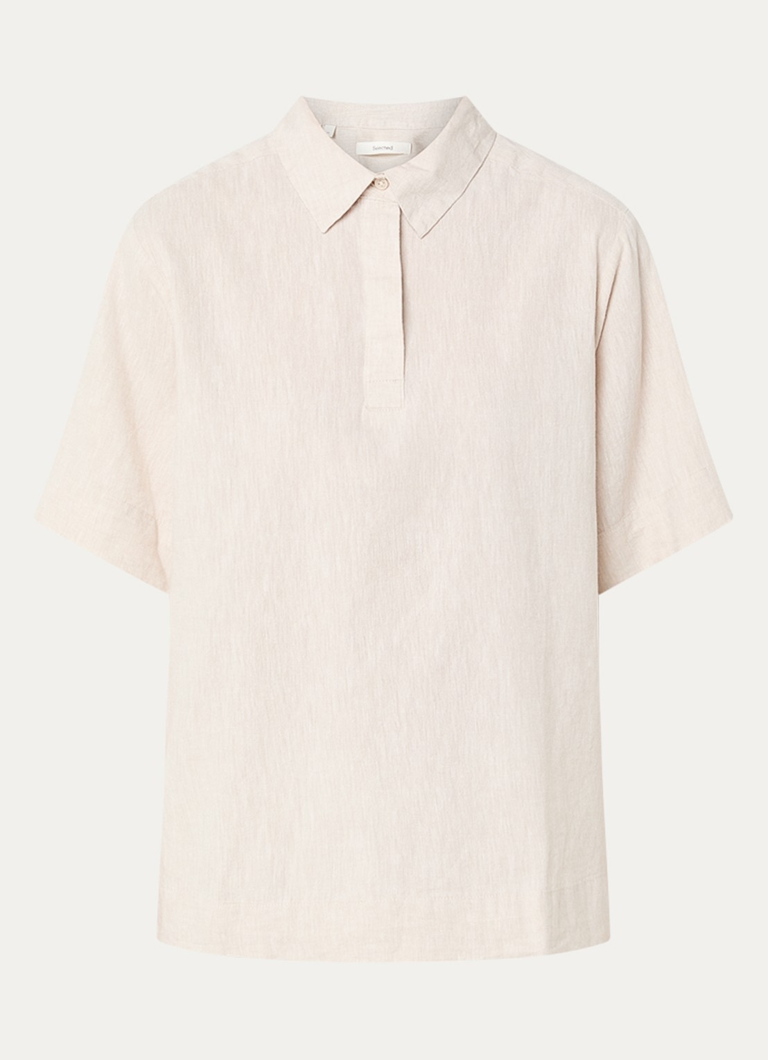 Selected Luisa polo in linnenblend - voorkant 2 beige