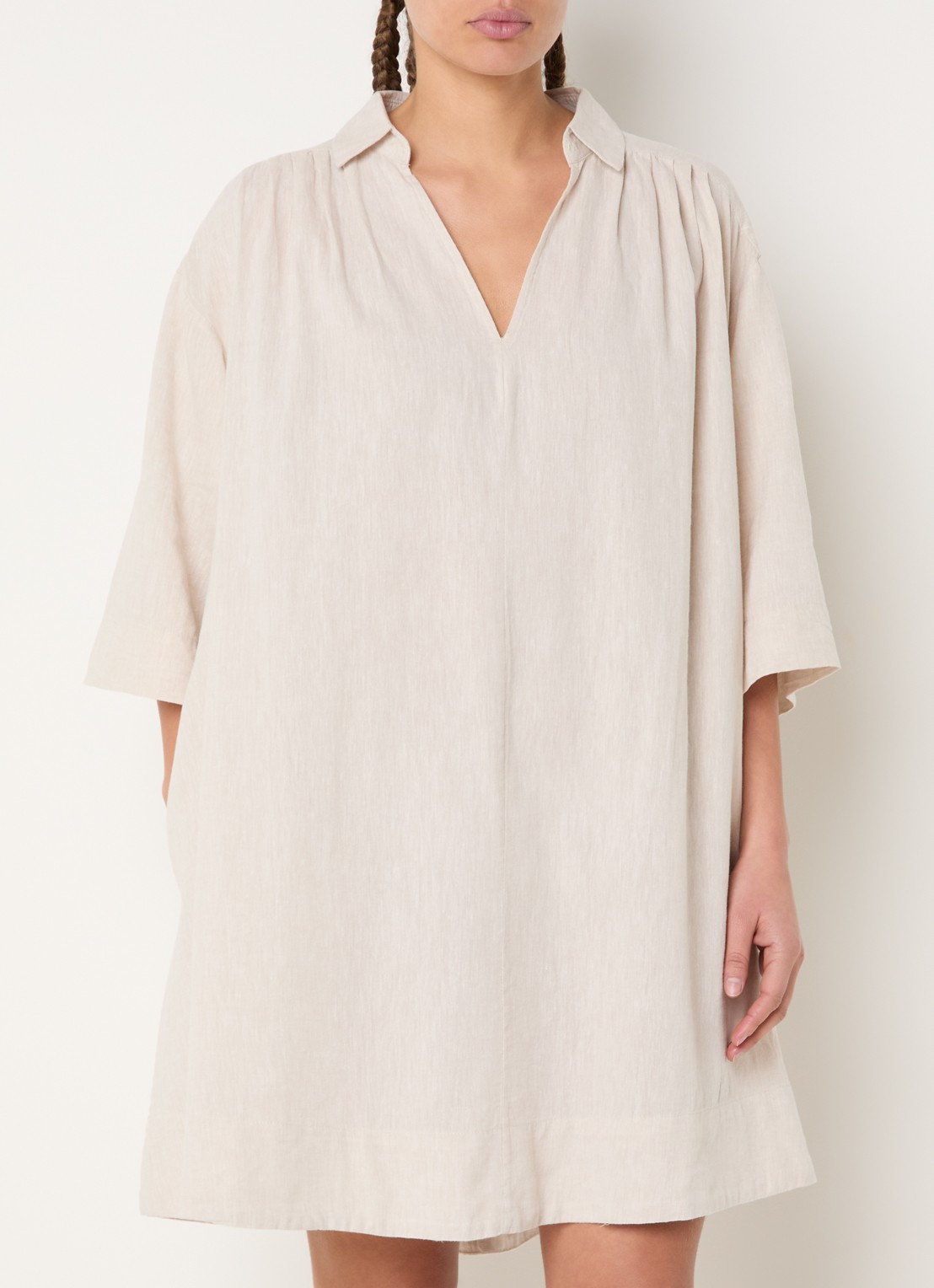 Selected Luisa-Talia midi jurk in linnenblend - detail 3 creme