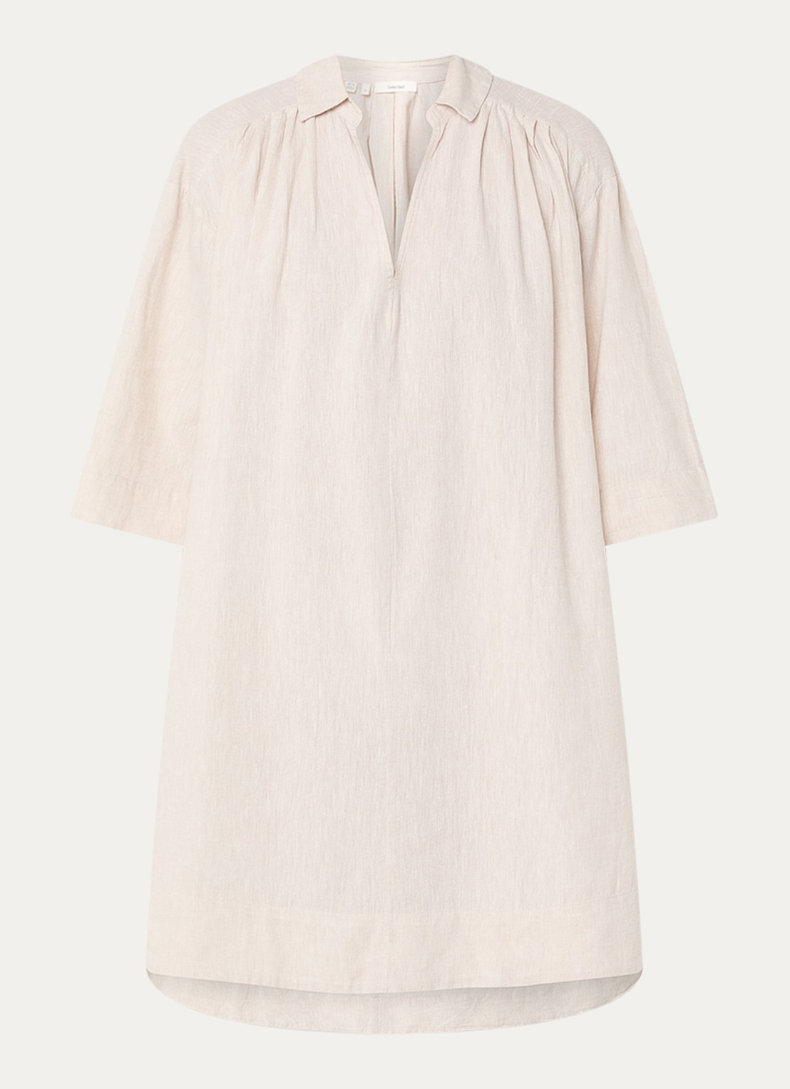 Selected Luisa-Talia midi jurk in linnenblend - voorkant creme
