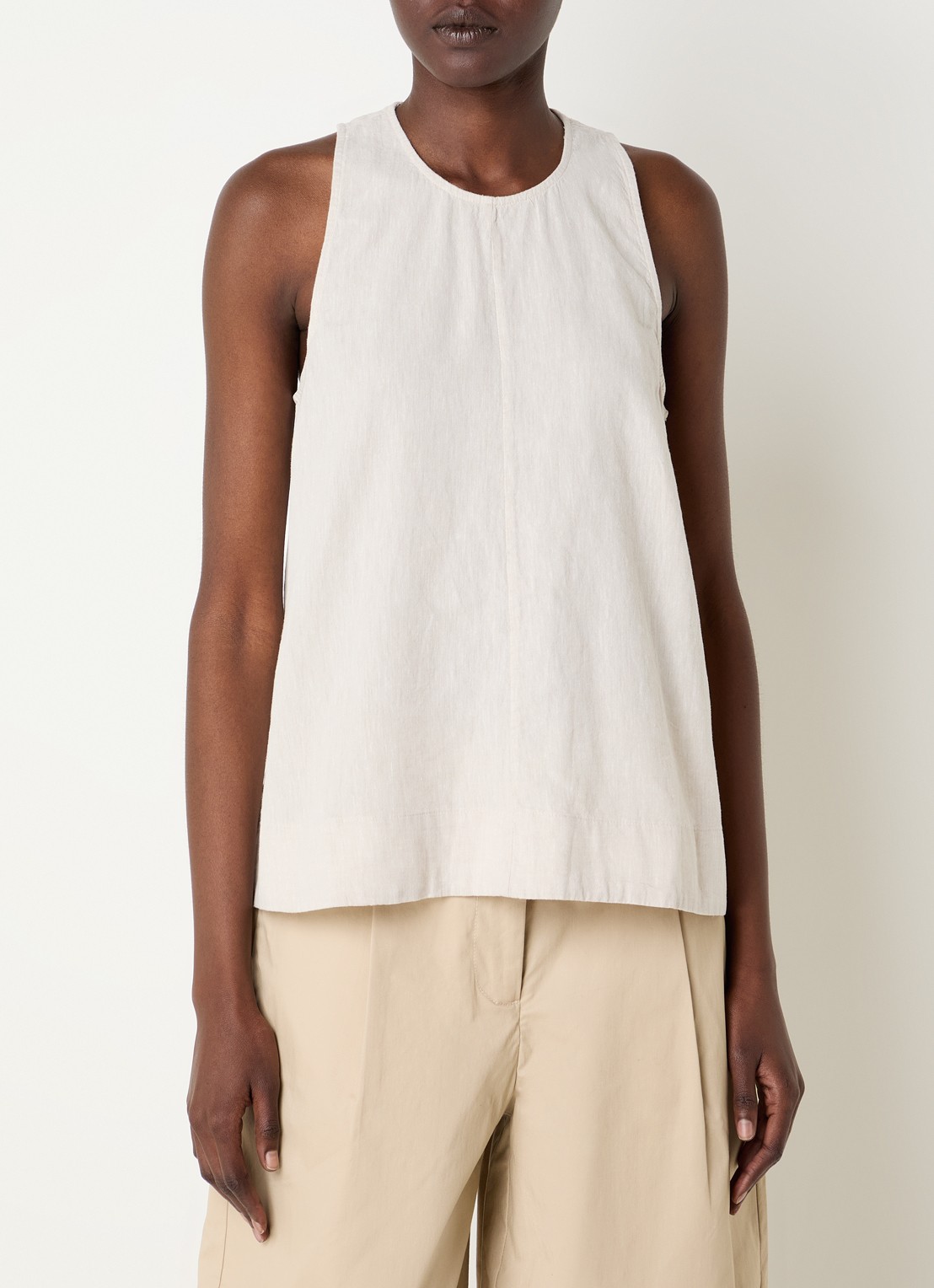 Selected Luisa top in linnenblend - detail zand