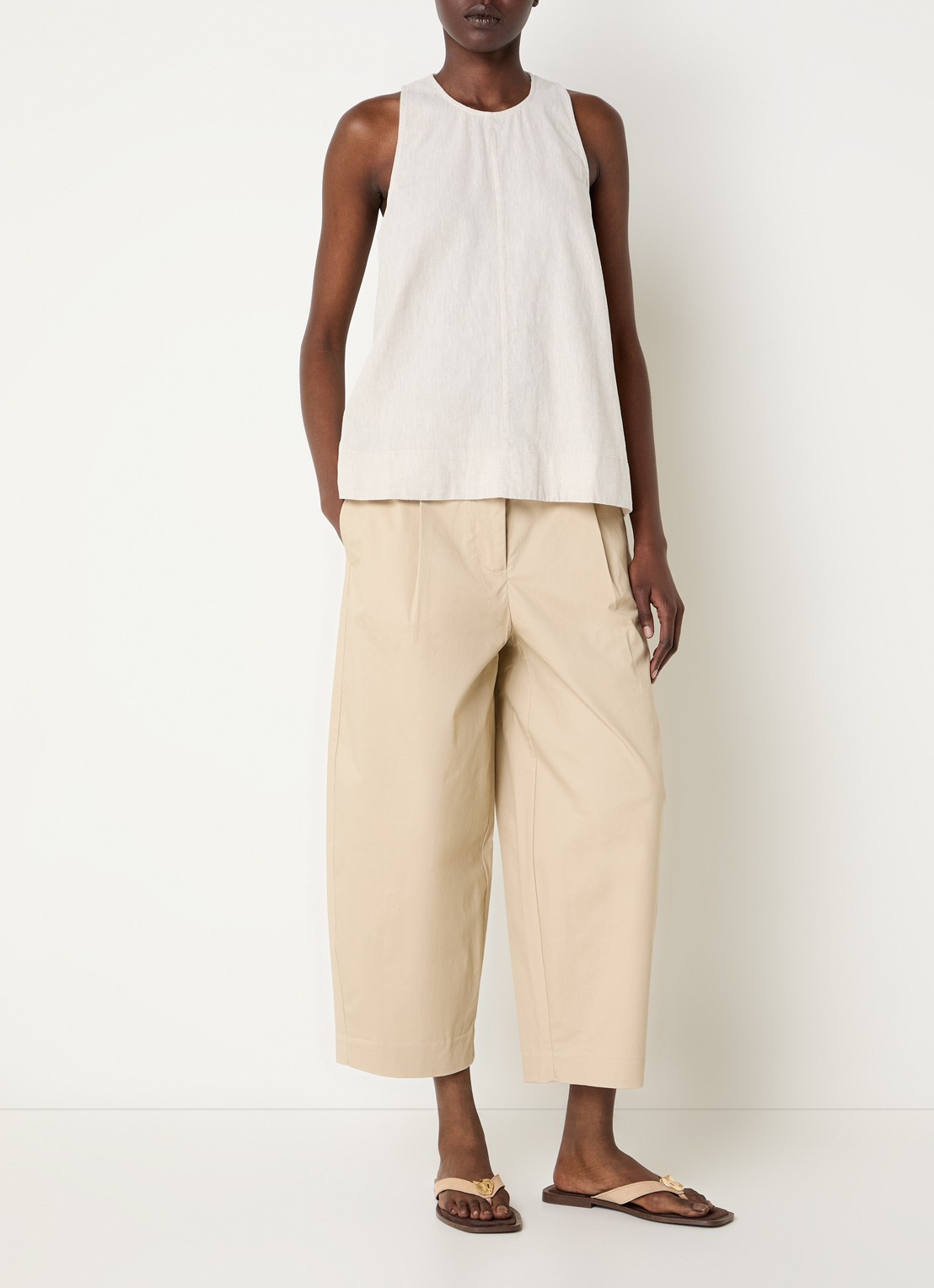 Selected Luisa top in linnenblend - voorkant 4 zand