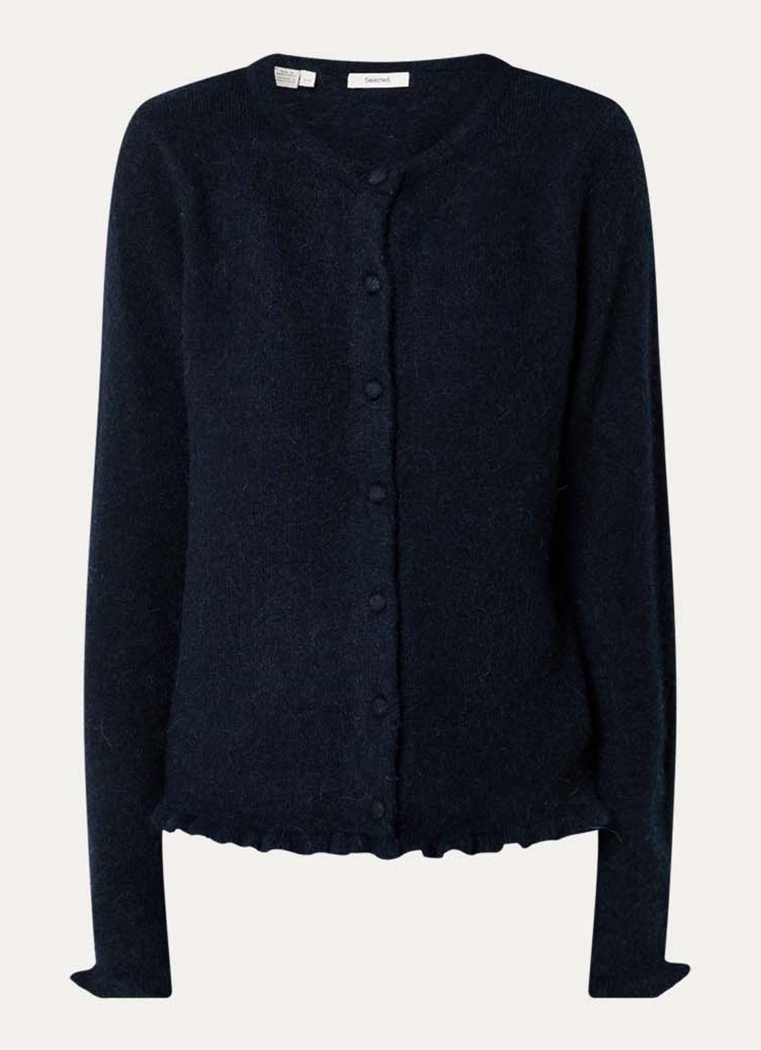 Selected Lulu fijngebreid vest in alpaca wolblend - voorkant 3 royalblauw