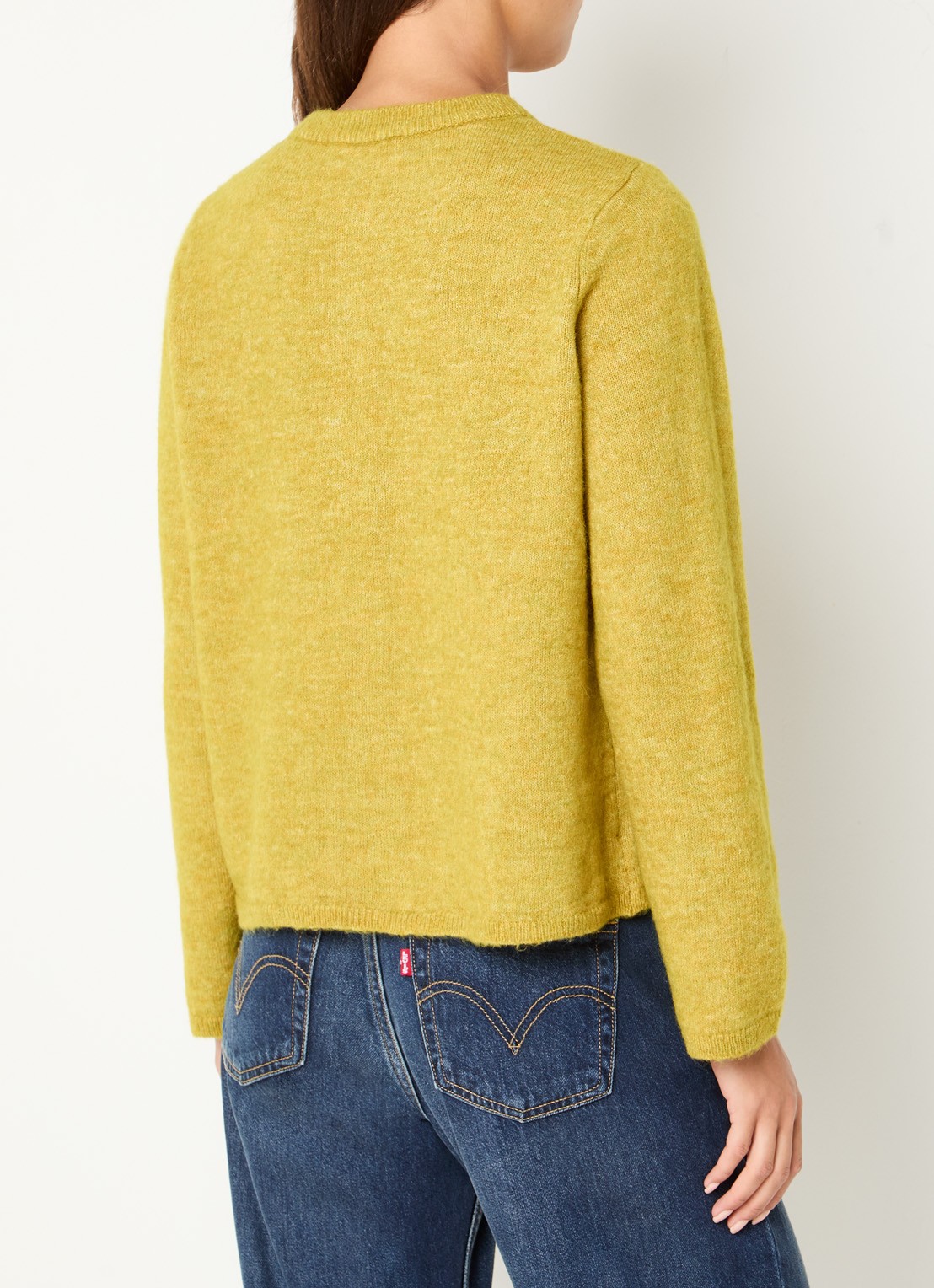 Selected Lulu fijngebreid vest in wolblend met ronde hals - achterkant groen
