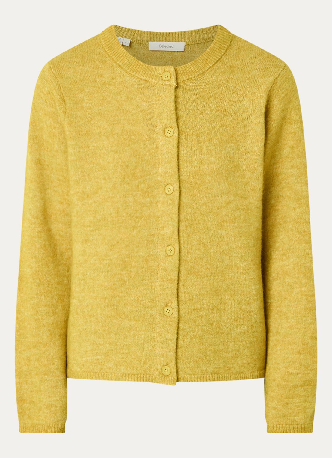 Selected Lulu fijngebreid vest in wolblend met ronde hals - voorkant 3 groen