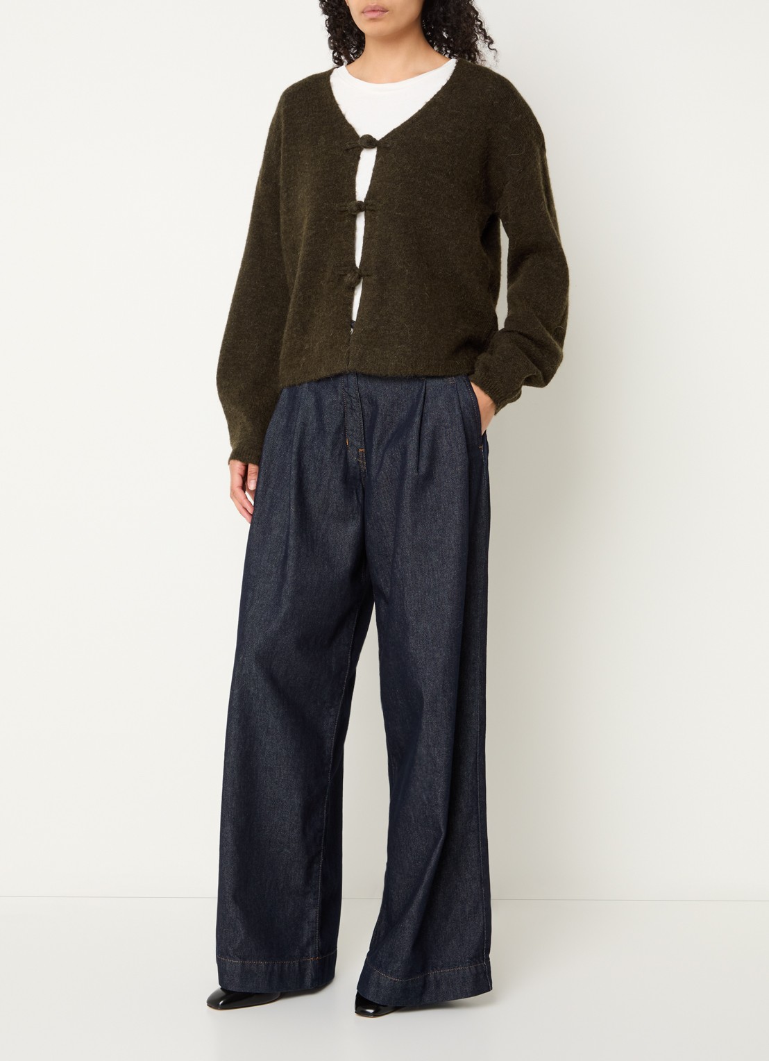 Selected Lulu fijngebreid vest in wolblend - voorkant 4 brons