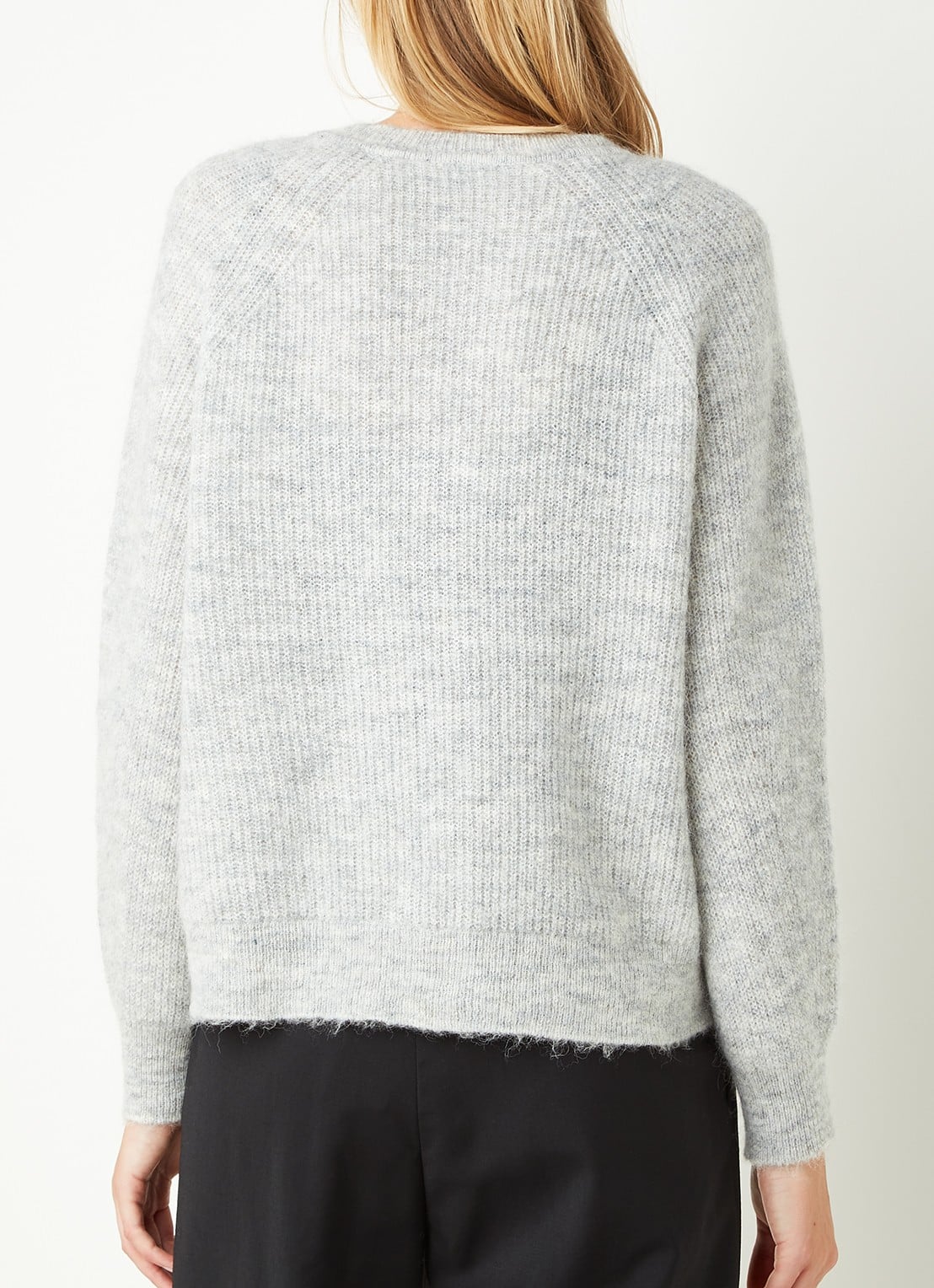Selected Lulu fijngebreid vest in wolblend - achterkant lichtgrijs