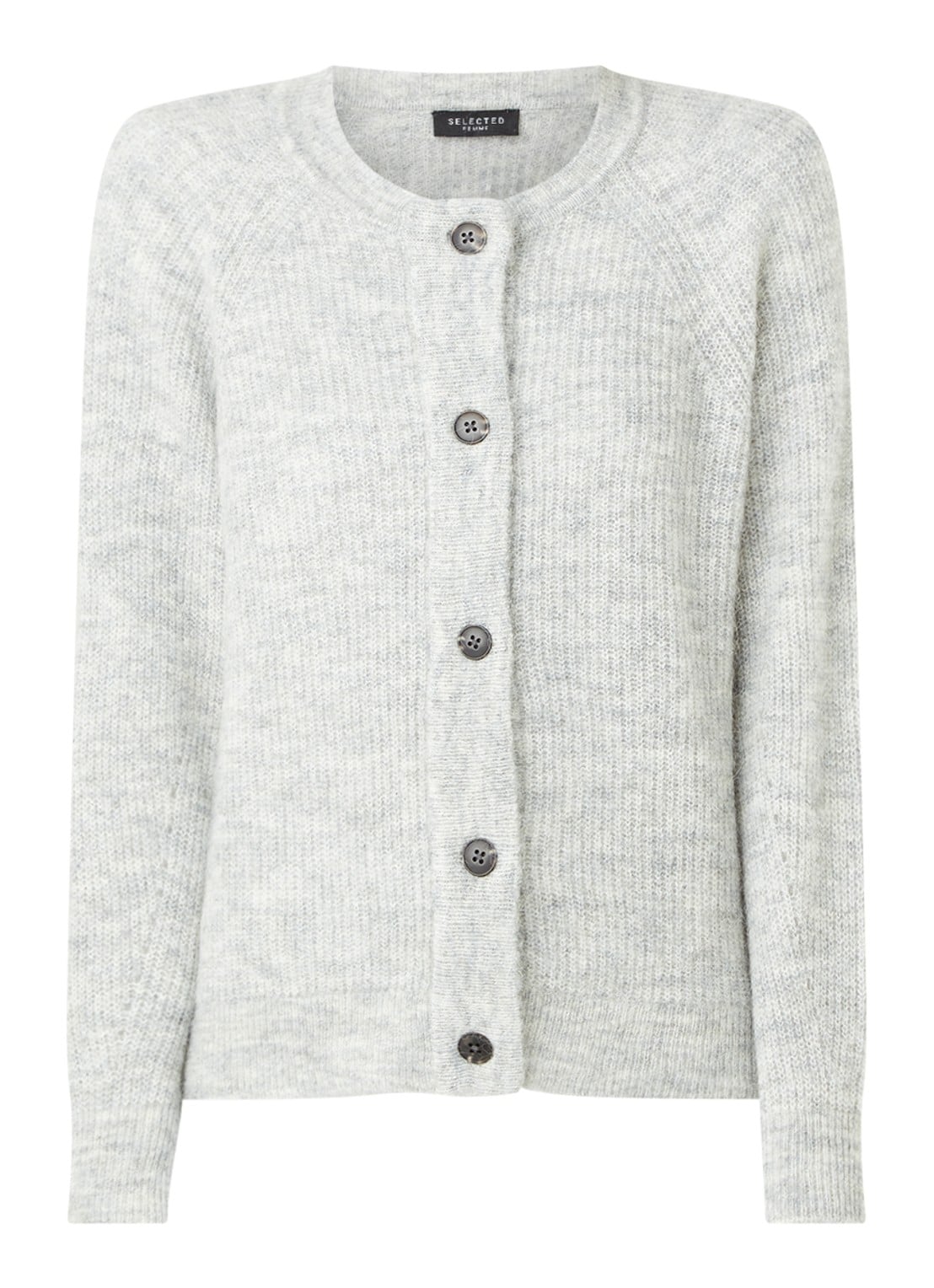 Selected Lulu fijngebreid vest in wolblend - voorkant 2 lichtgrijs