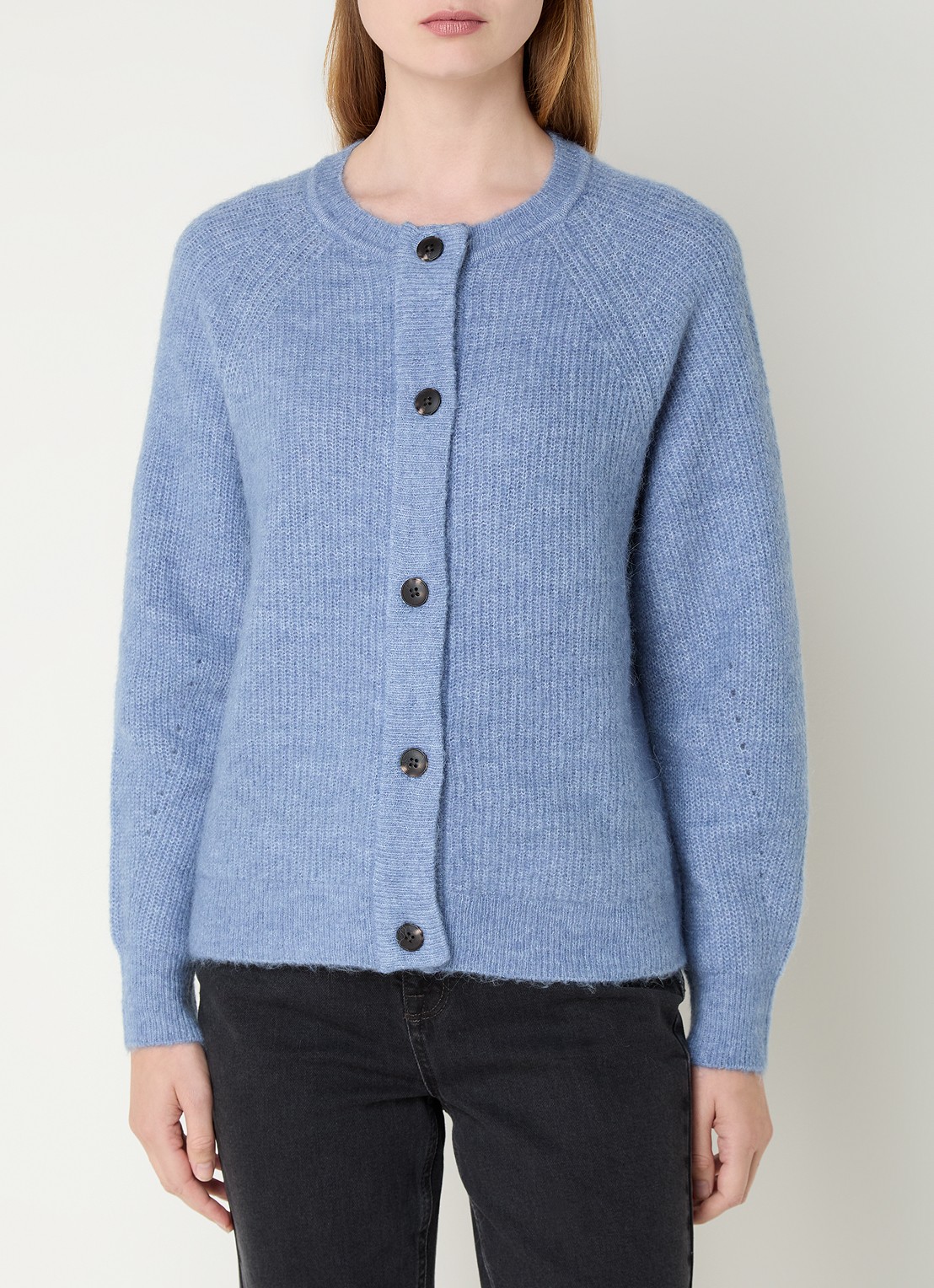 Selected Lulu fijngebreid vest in wolblend - detail 3 blauw