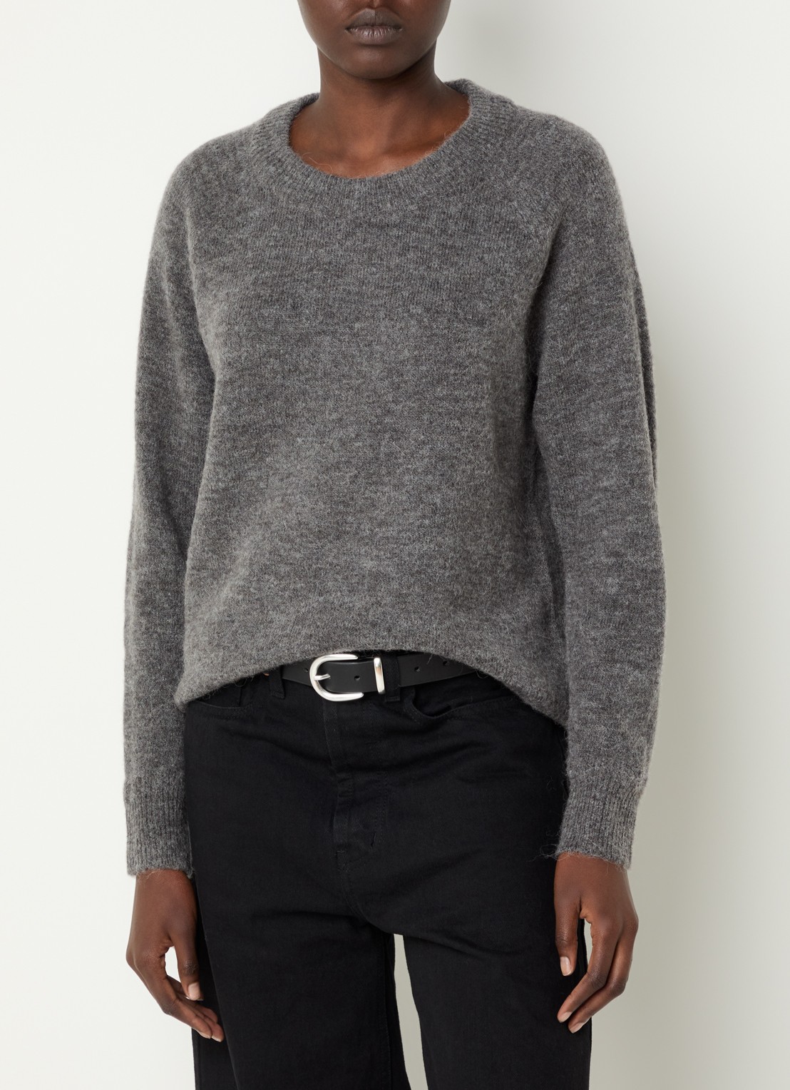 Selected Lulu fijngebreide pullover in wolblend - detail grijs